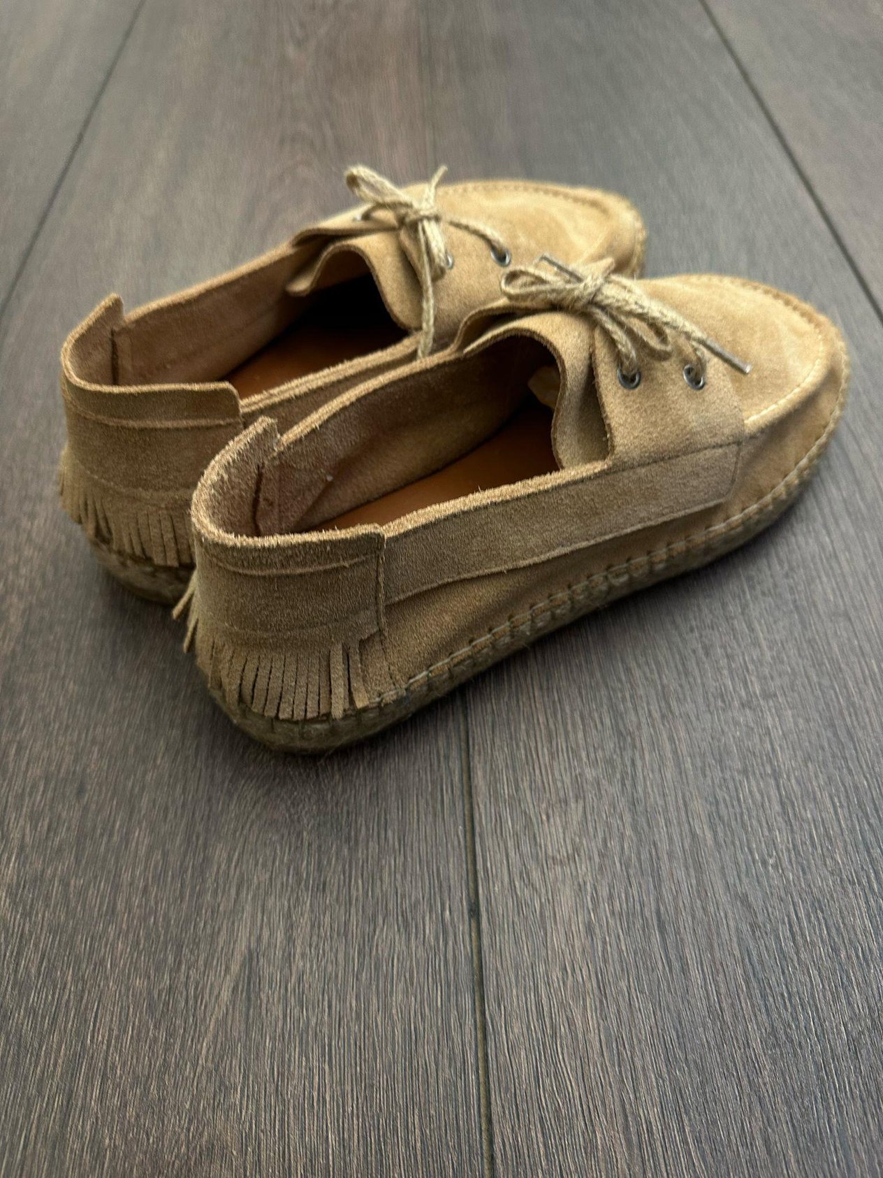 EspadrilHasır Tabanlı %100 Süet Deri Ayakkabı