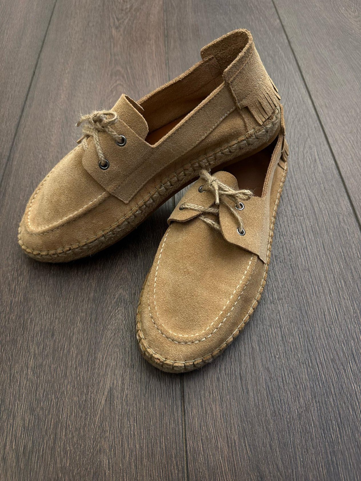 EspadrilHasır Tabanlı %100 Süet Deri Ayakkabı