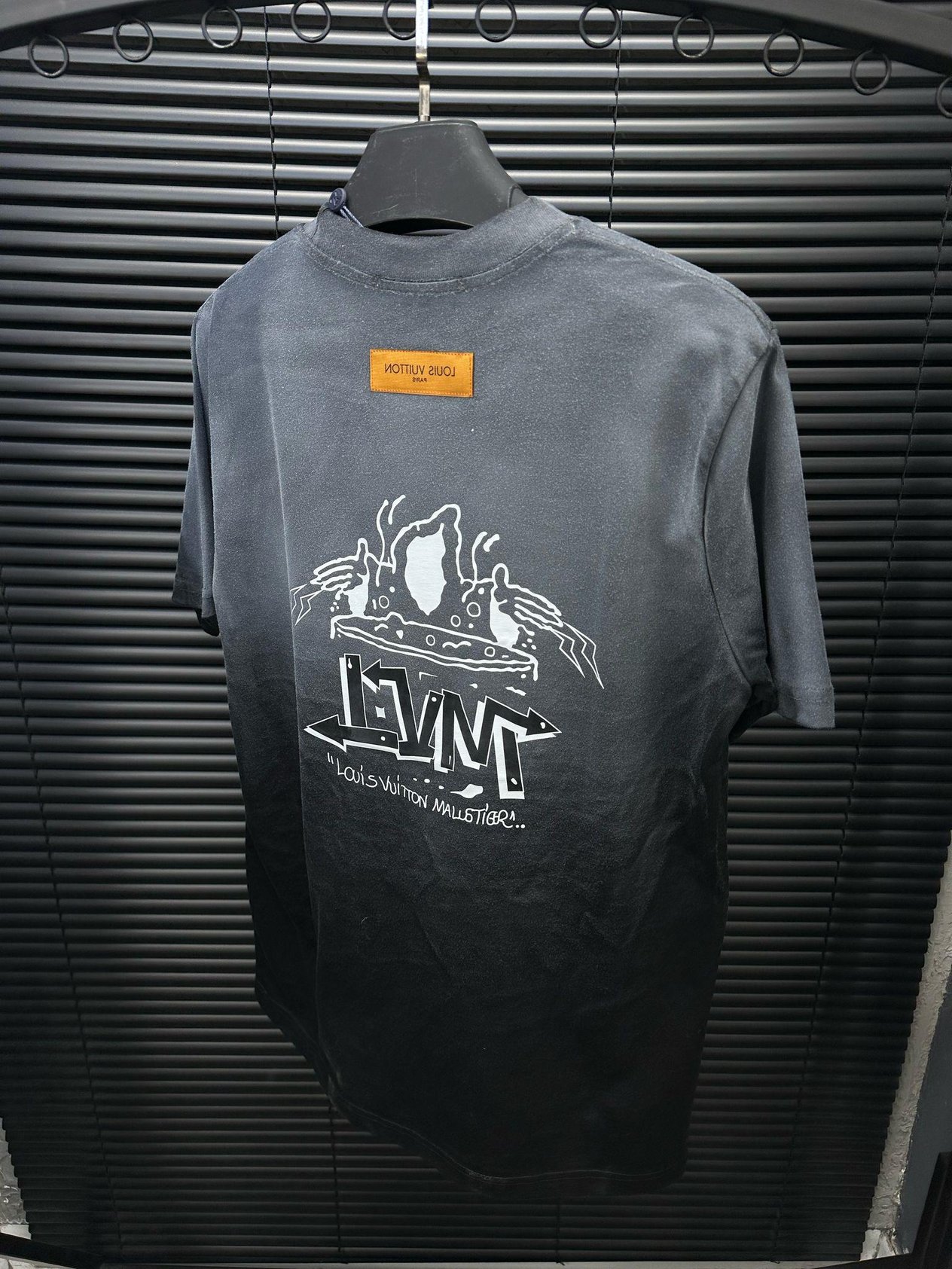 OversizeRenk Geçişli Marka Baskılı Oversize T-Shirt - Antrasit