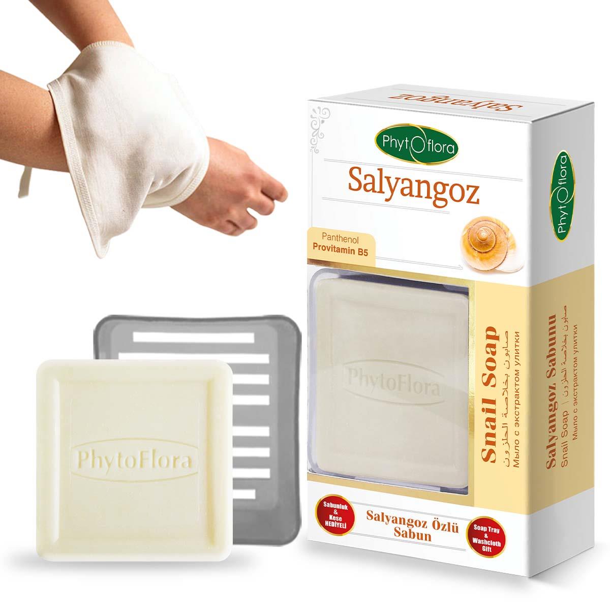Salyangoz Özlü Sabun Kese ve Sabunluk Hediyeli