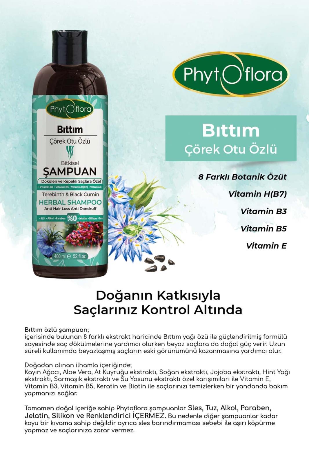 Tuzsuz Dökülen Ve Kepekli Saçlara Özel Bıttım Özlü Bitkisel Şampuan