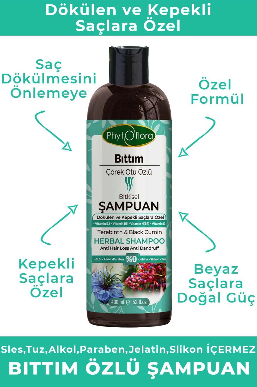 Tuzsuz Dökülen Ve Kepekli Saçlara Özel Bıttım Özlü Bitkisel Şampuan