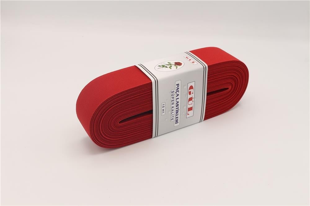 Gül Renkli Lastik 4 Cm - 10 mt Kırmızı