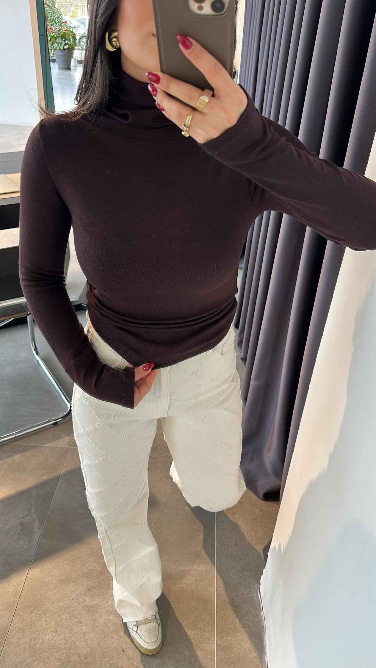 Acı Kahve Balıkçı Yaka Bluz 