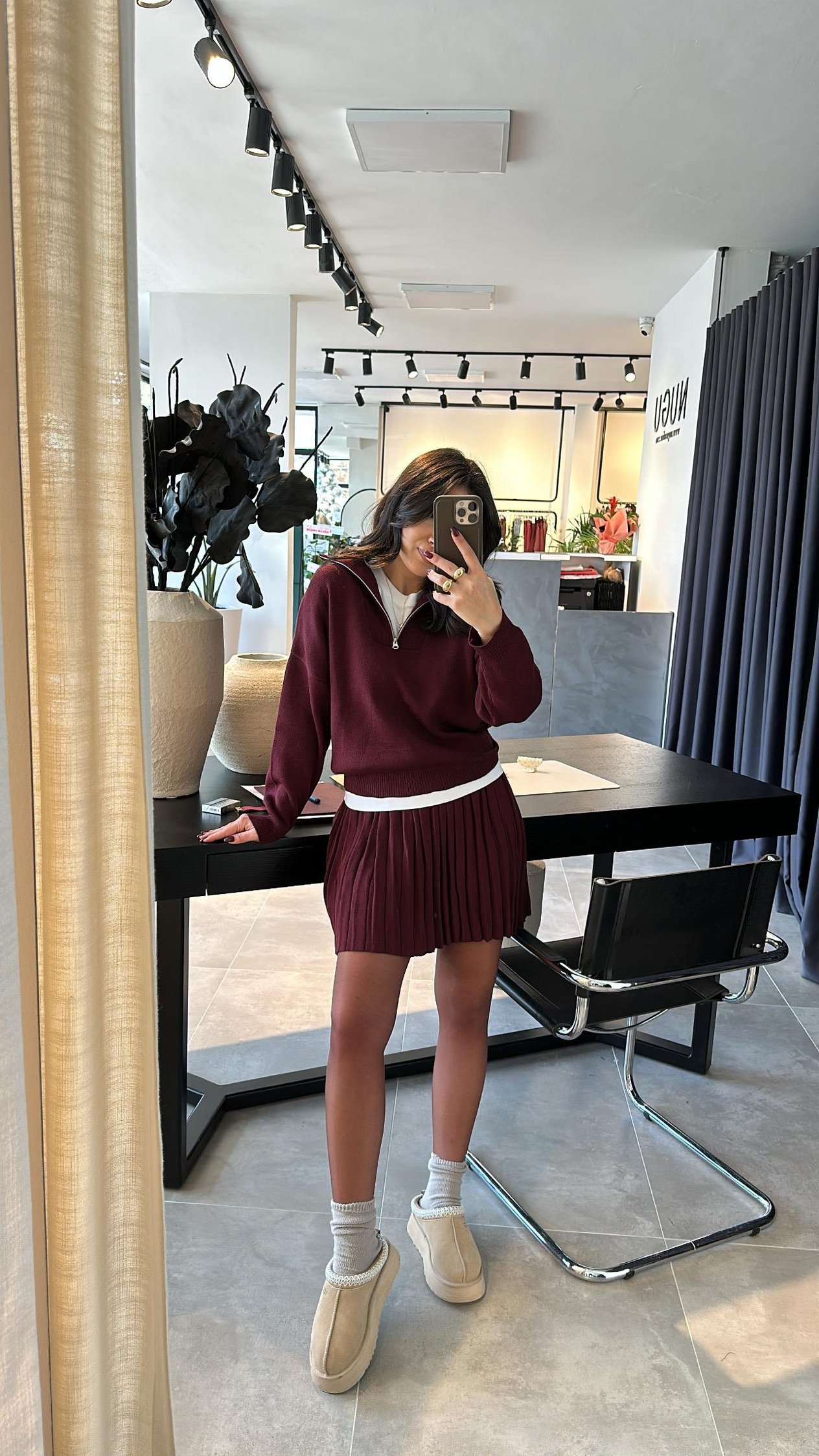 Bordo Etekli Triko Takım