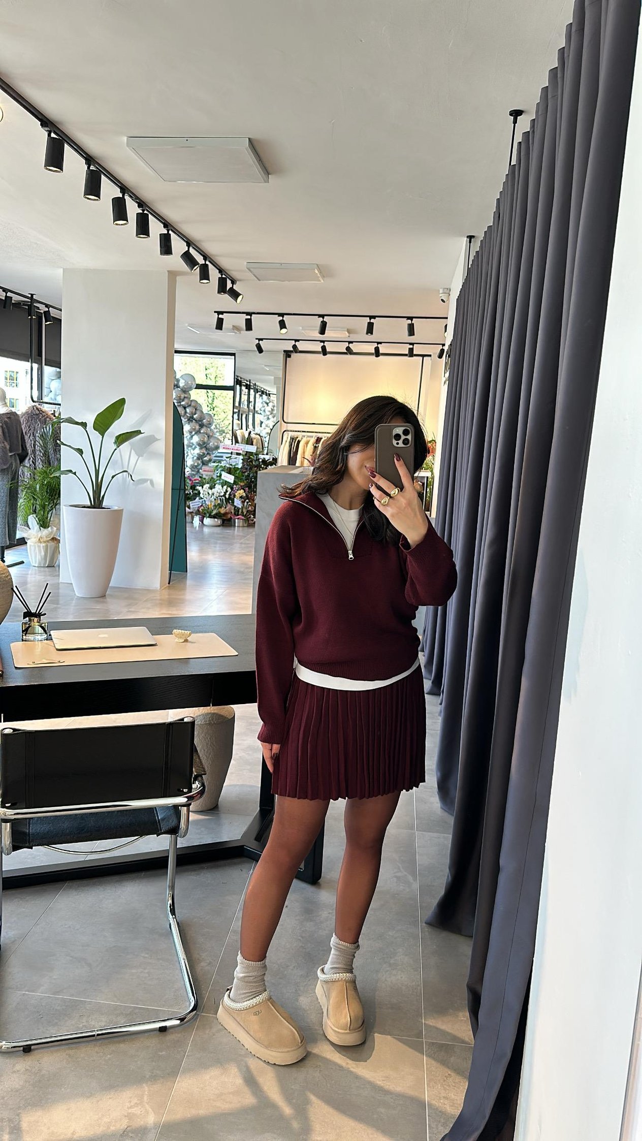 Bordo Etekli Triko Takım