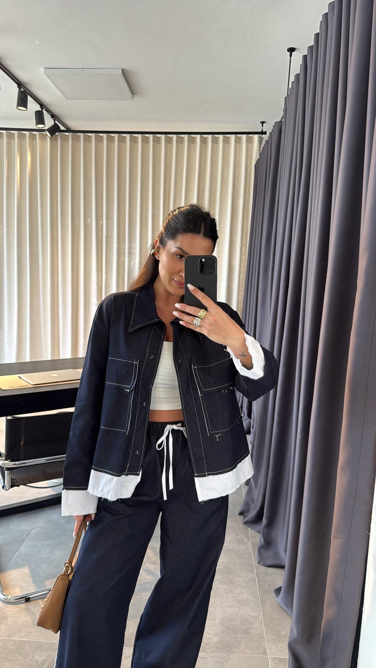 Denim Gömlek Detaylı Takım