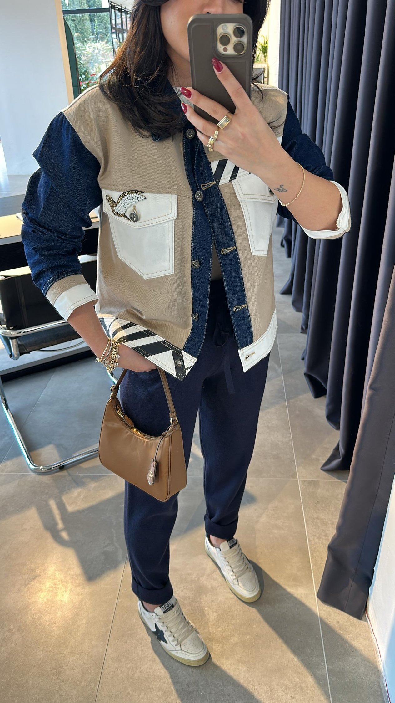 Denim Kuş İşlemeli Ceket 