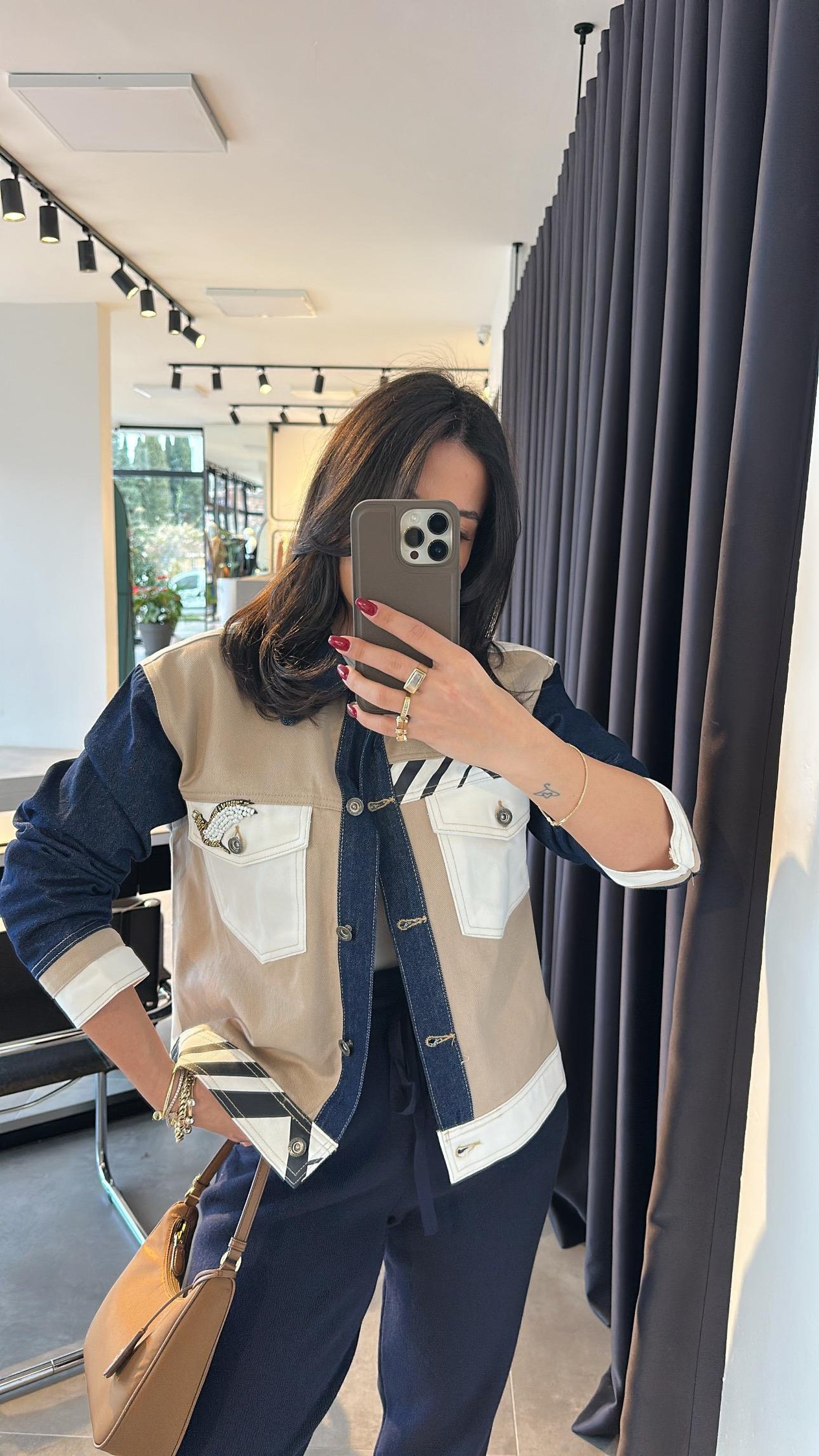 Denim Kuş İşlemeli Ceket 