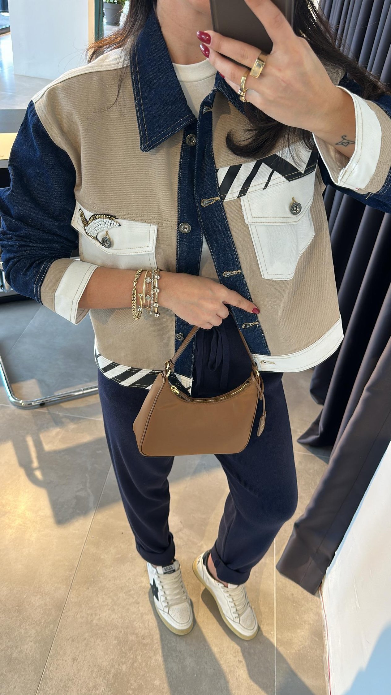 Denim Kuş İşlemeli Ceket 