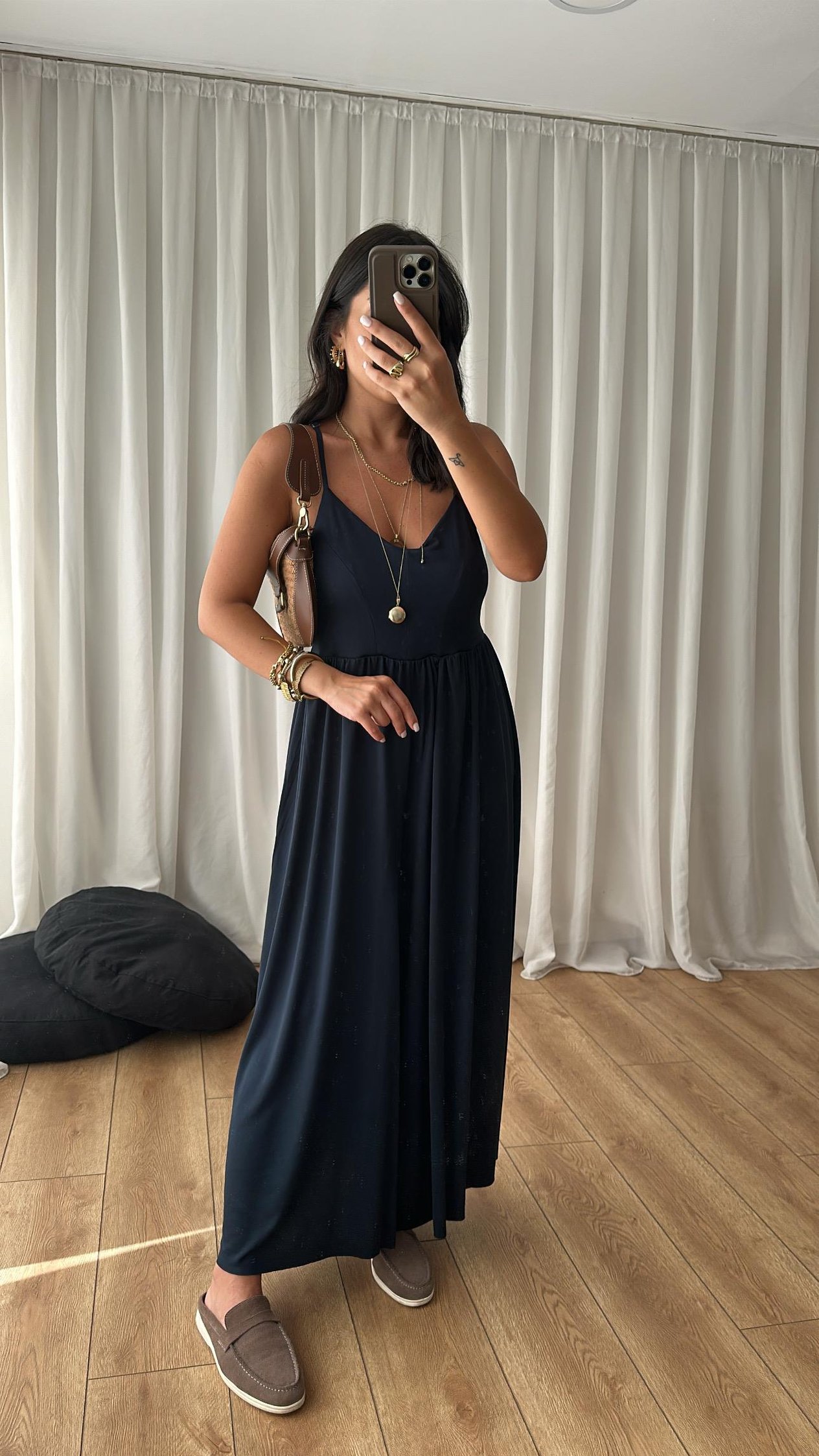 Lacivert Modal Kumaş İp Askılı Tulum