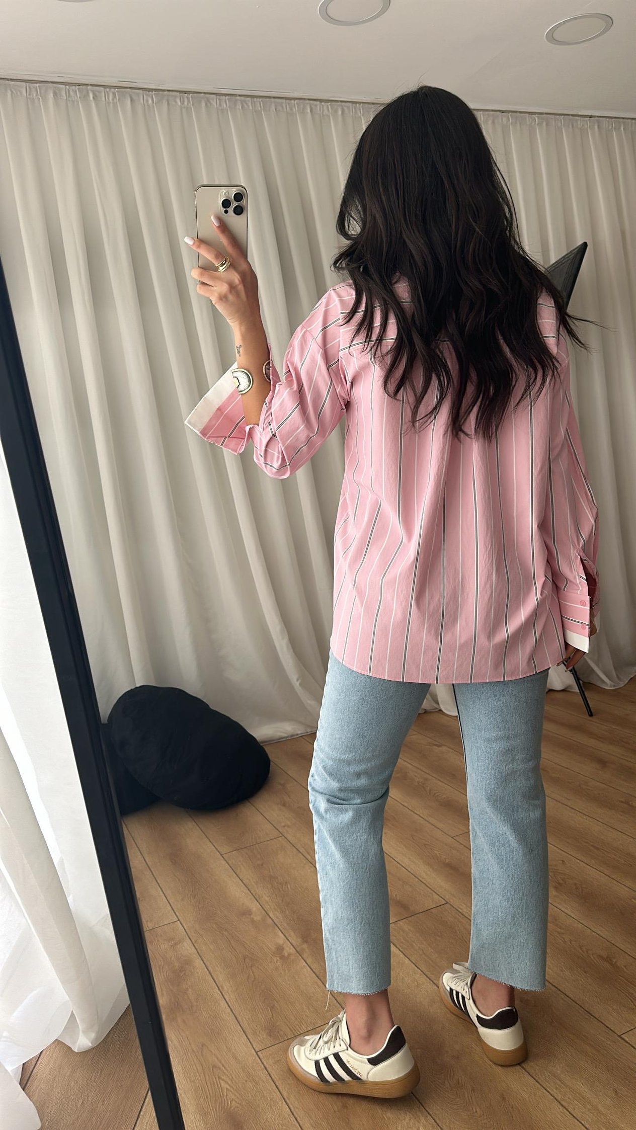 Pembe Çizgili poplin Gömlek