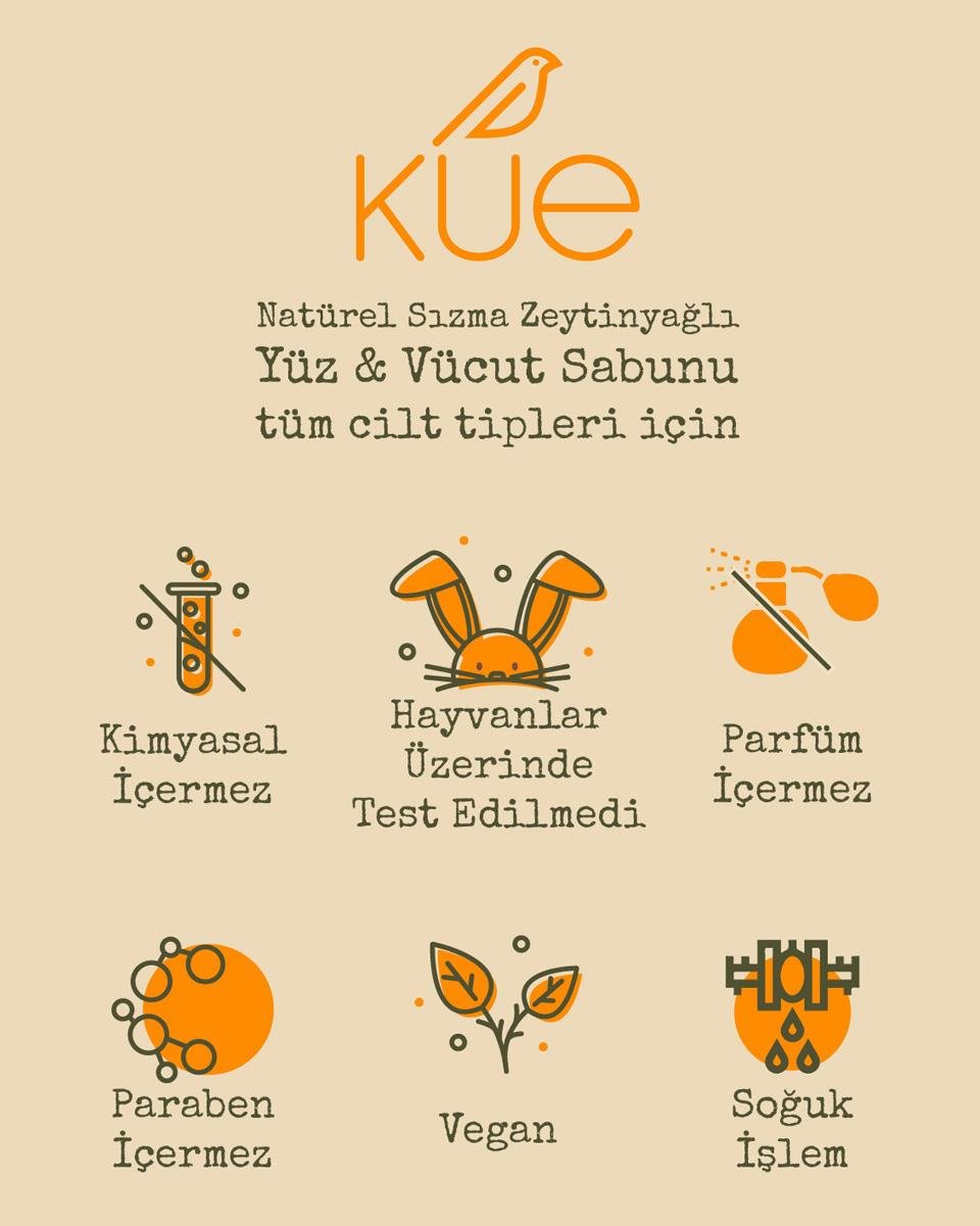 KUE Doğal El Yapımı %100 Natürel Sızma Zeytinyağı Sabunu 2 adet 100gr