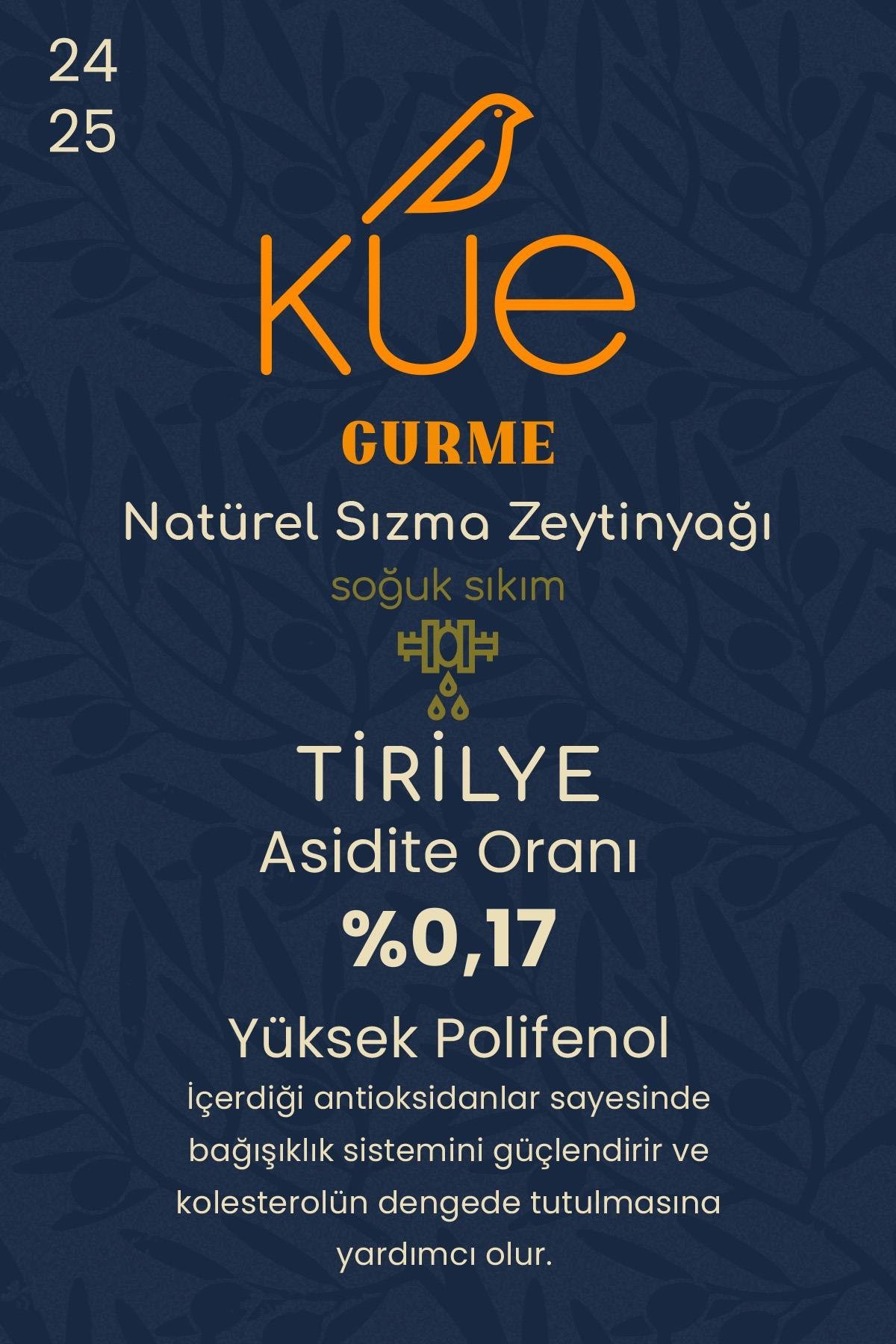KUE Gurme Seri Olgun Hasat Soğuk Sıkım Natürel Sızma Zeytinyağı 5 Litre