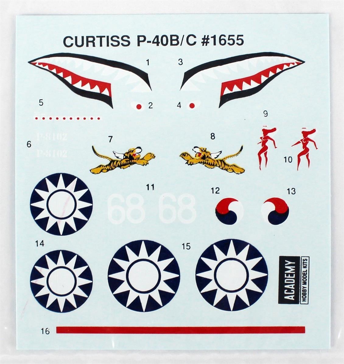 Academy 12456 1/72 CURTISS P-40B Uçak maketi
