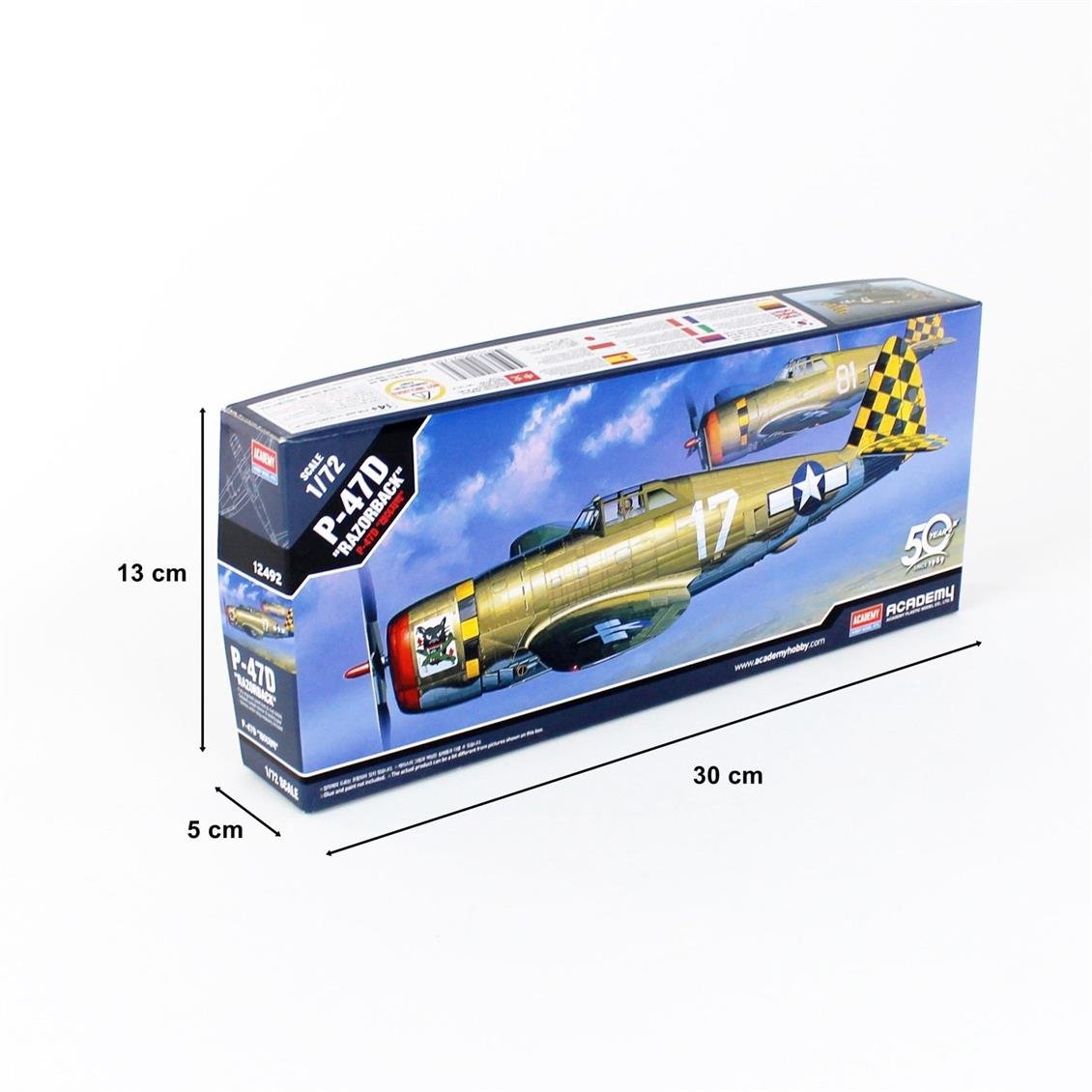 Academy 12492 1/72 P-47D Thunderbolt (Razor Back) Savaş Uçağı Demonte Plastik Maketi