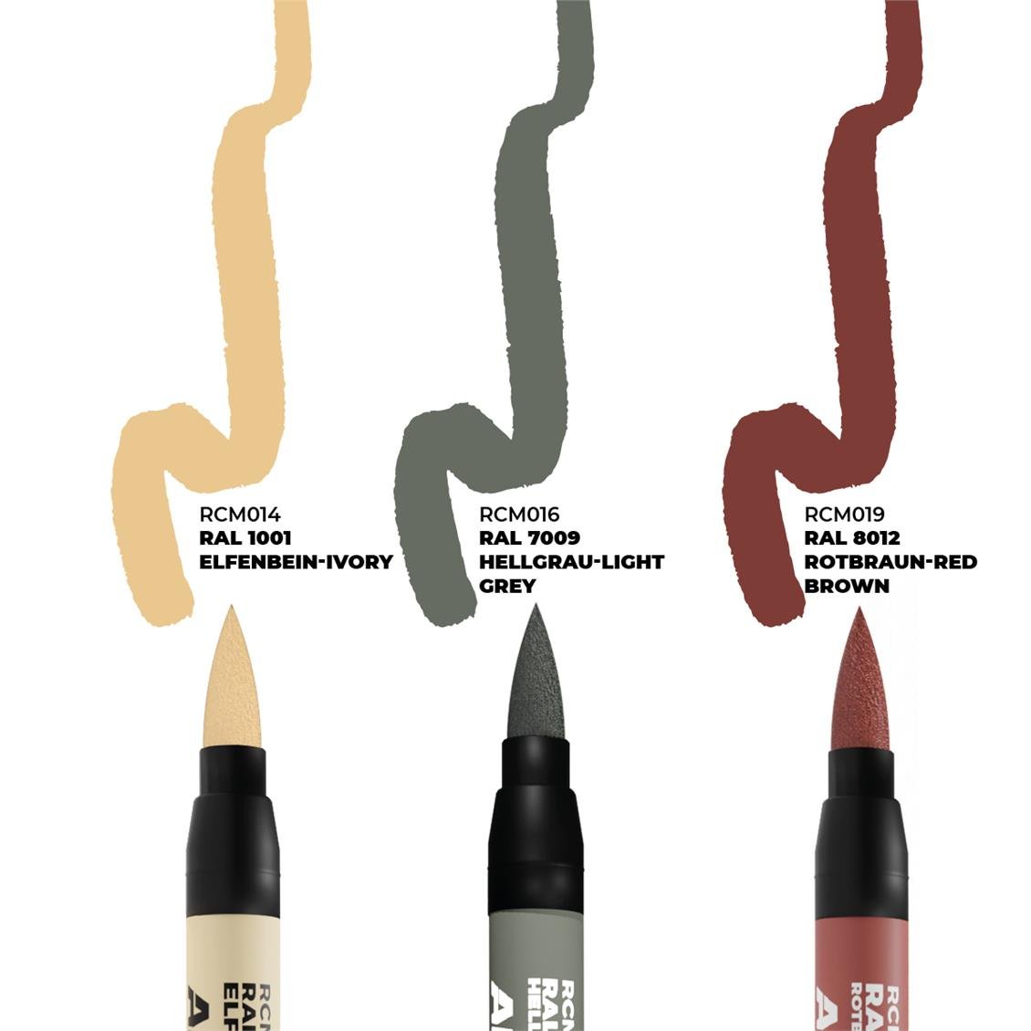 AK RCM107 Real Colors Marker Seti, Alman Tankları İç Detay Boyama, 3 Adet