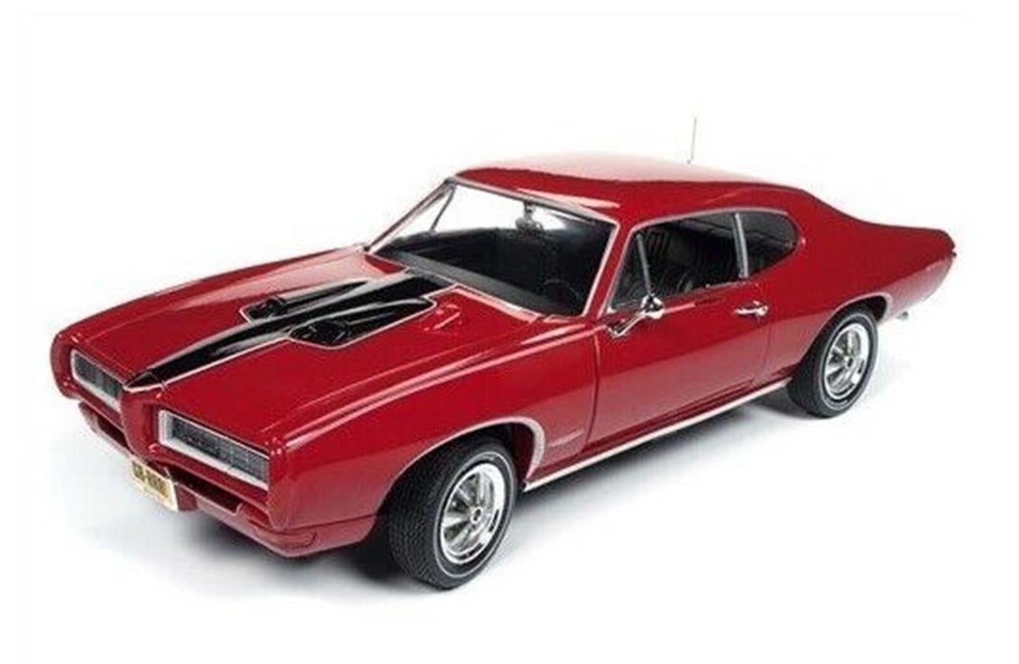 Autoworld 1153 1/18 1968 Pontiac GTO Royal Bobcat, Kırmızı-Siyah, Sergilemeye Hazır Metal Araba Modeli