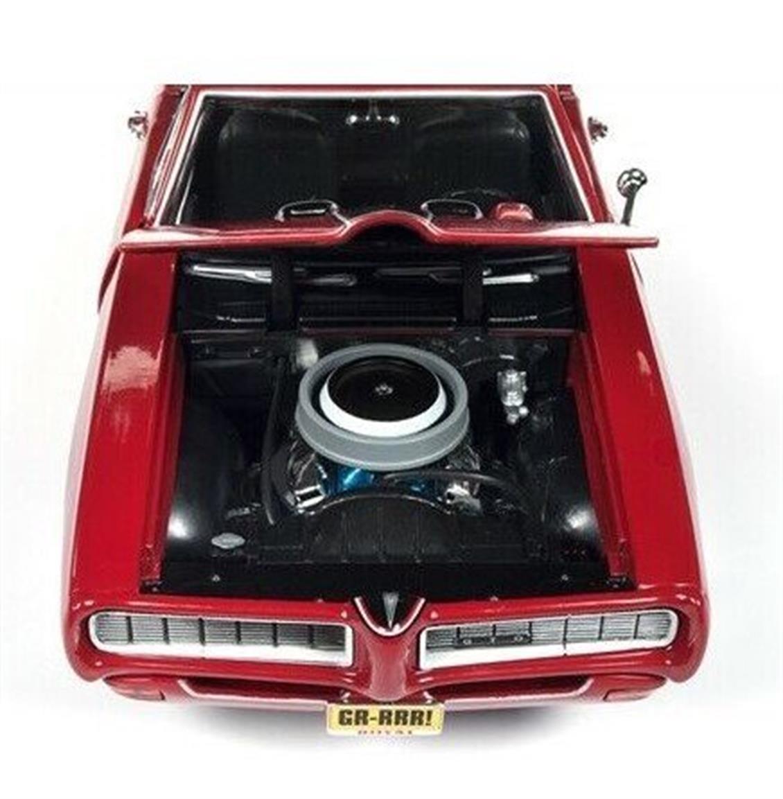 Autoworld 1153 1/18 1968 Pontiac GTO Royal Bobcat, Kırmızı-Siyah, Sergilemeye Hazır Metal Araba Modeli