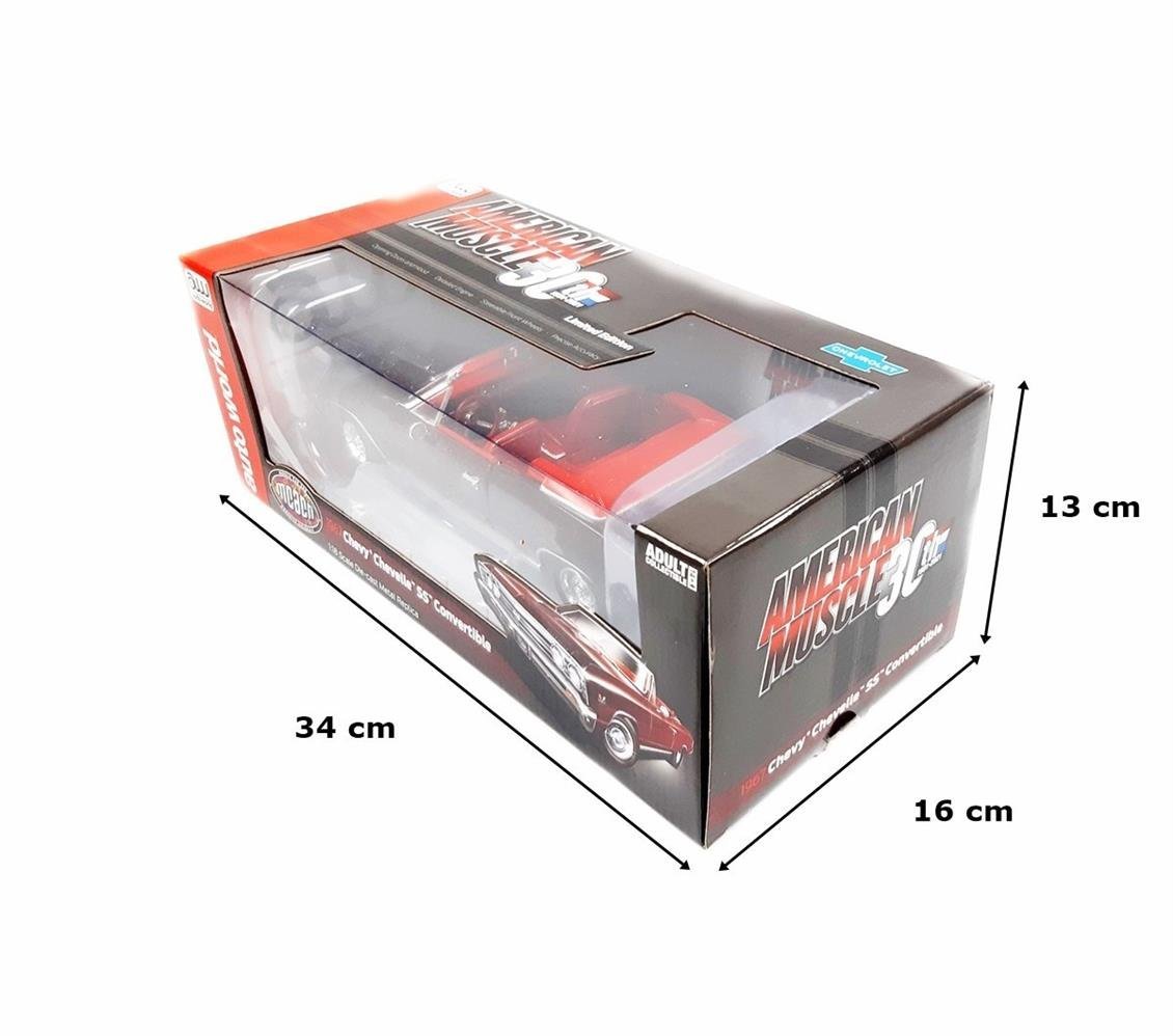 AutoWorld AMM1244 1/18 1967 Chevy Chevelle SS 396 Convertible (MCACN), Madiera Maroon, Sergilemeye Hazır Metal Araba Maketi