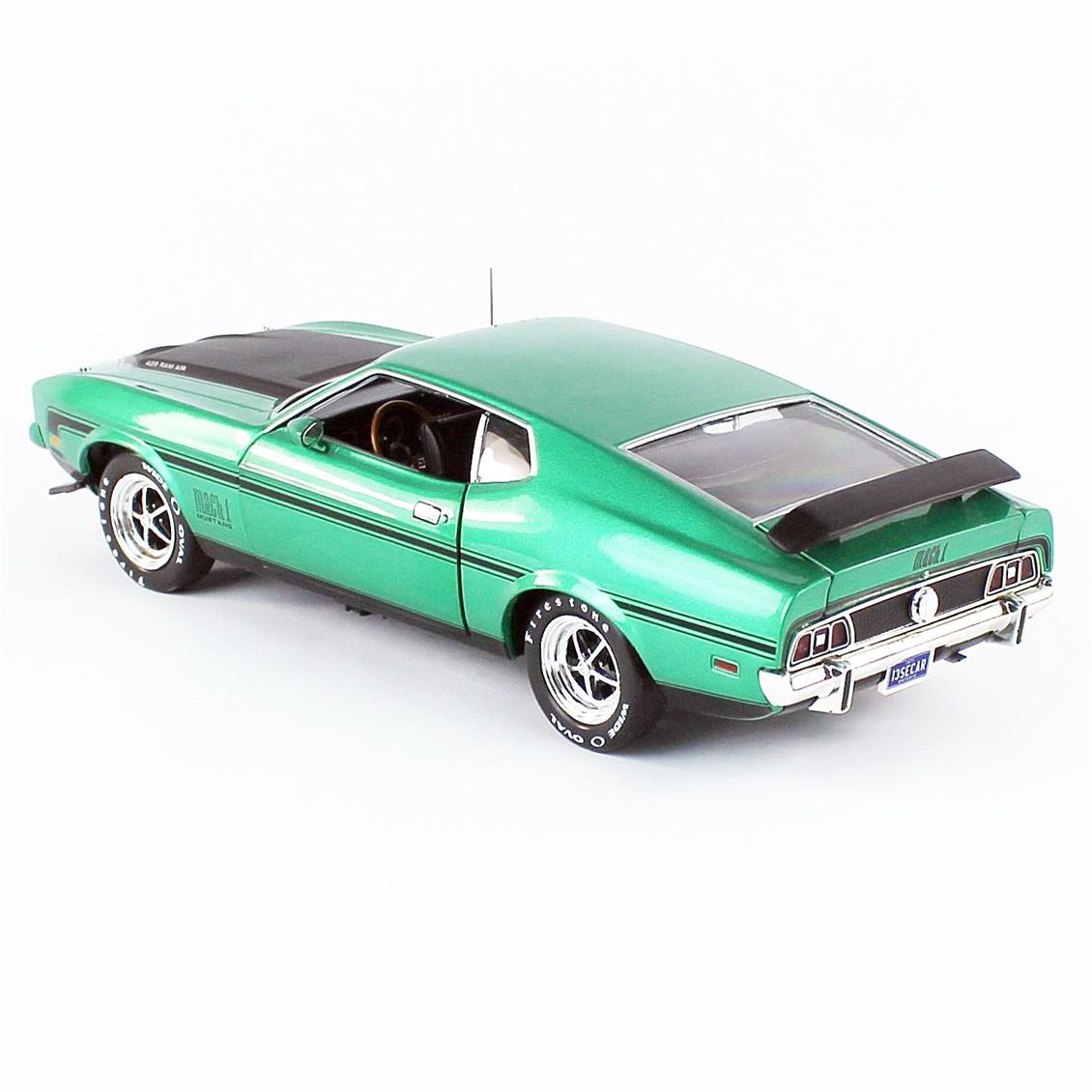 Autoworld AMM1262 1/18 1971 Ford Mustang Mach 1 CO71, Dark Green, Sergilemeye Hazır Metal Araba Maketi