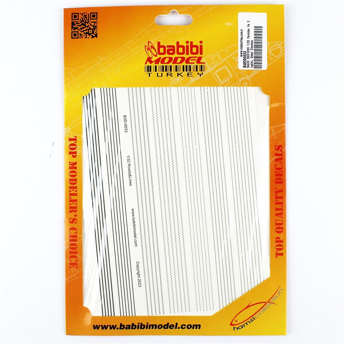 Babibi BD3-0033 1/32 Perçinler Ve Çizgiler, Dekal Çıkartma