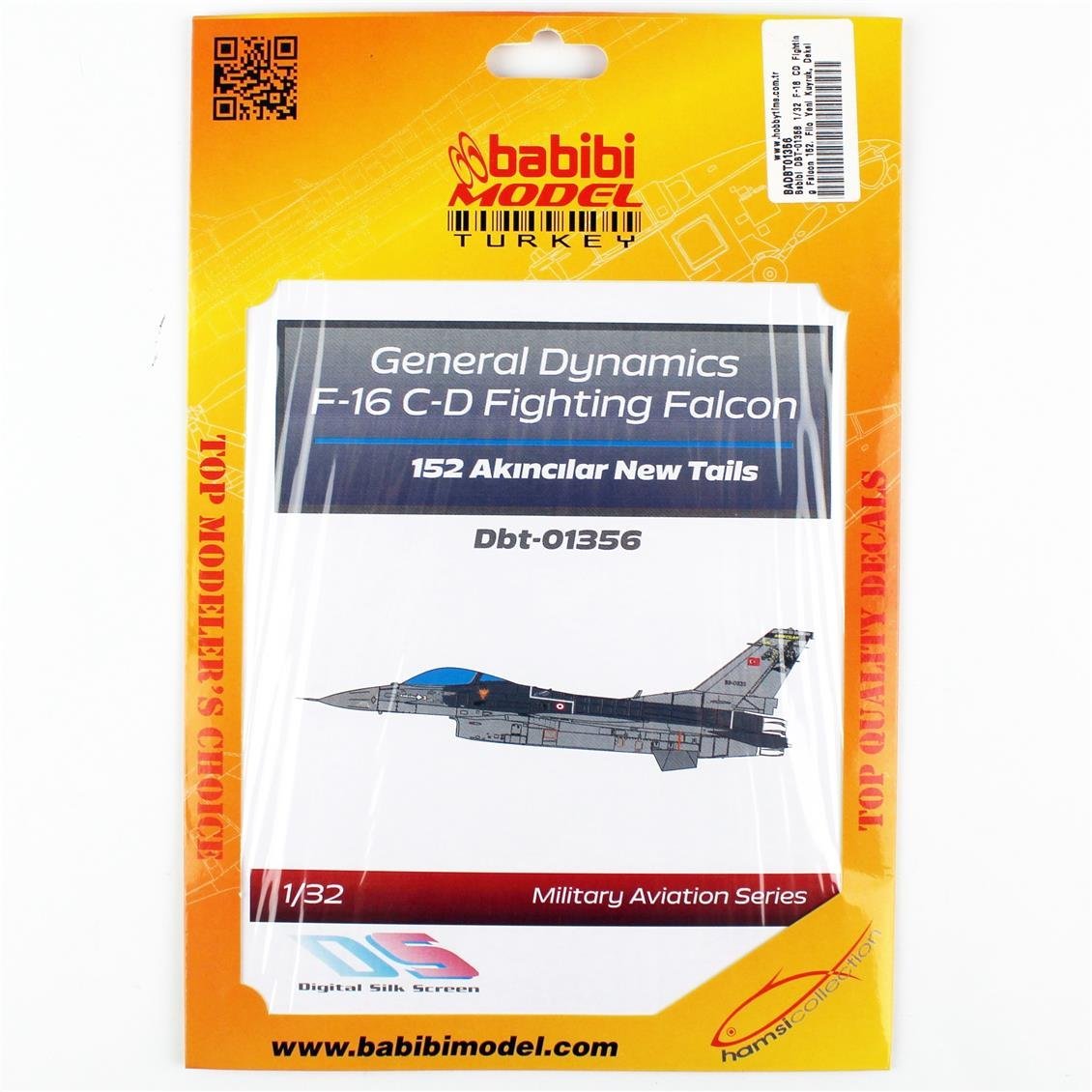 Babibi DBT-01356 1/32 F-16 CD Fighting Falcon 152. Filo Yeni Kuyruk, Dekal Çıkartma