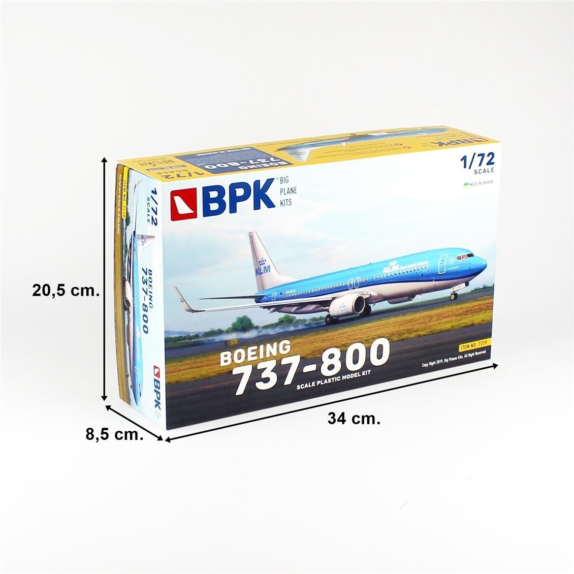 Big Planes Kits 7219 1/72 Ölçek, 737-800 KLM Yolcu Uçağı, Plastik Model Kiti
