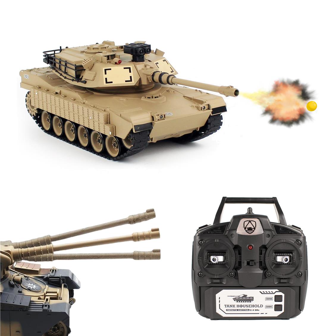 Brother 70792071 USA M1A2, Desert Yellow, Uzaktan Kumandalı, Boncuk Atarak Savaşan Tank