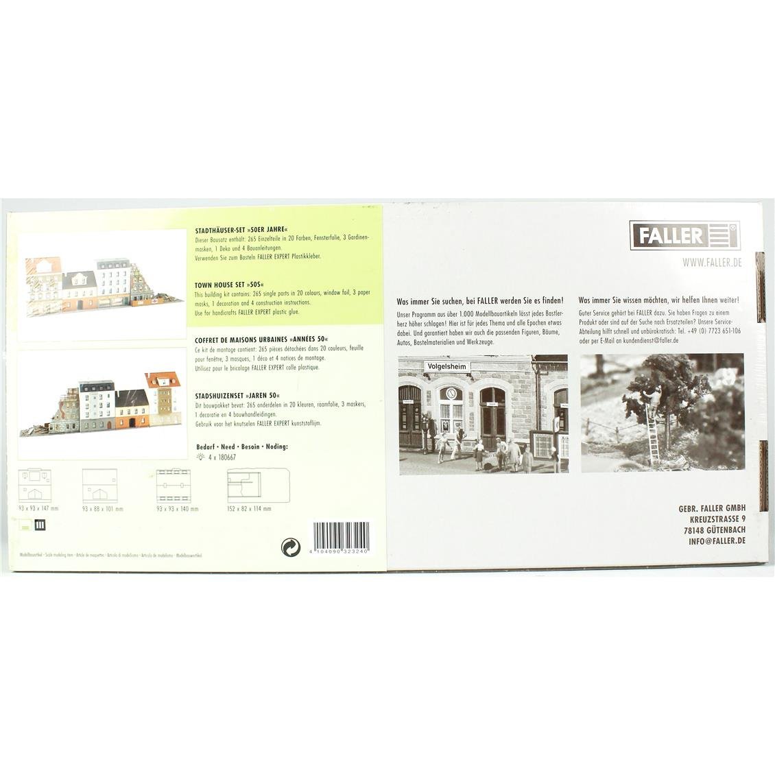 Faller 232324 1/160 Ölçek, 1950 Yılları Kasaba Evleri Seti, Plastik Model Kiti
