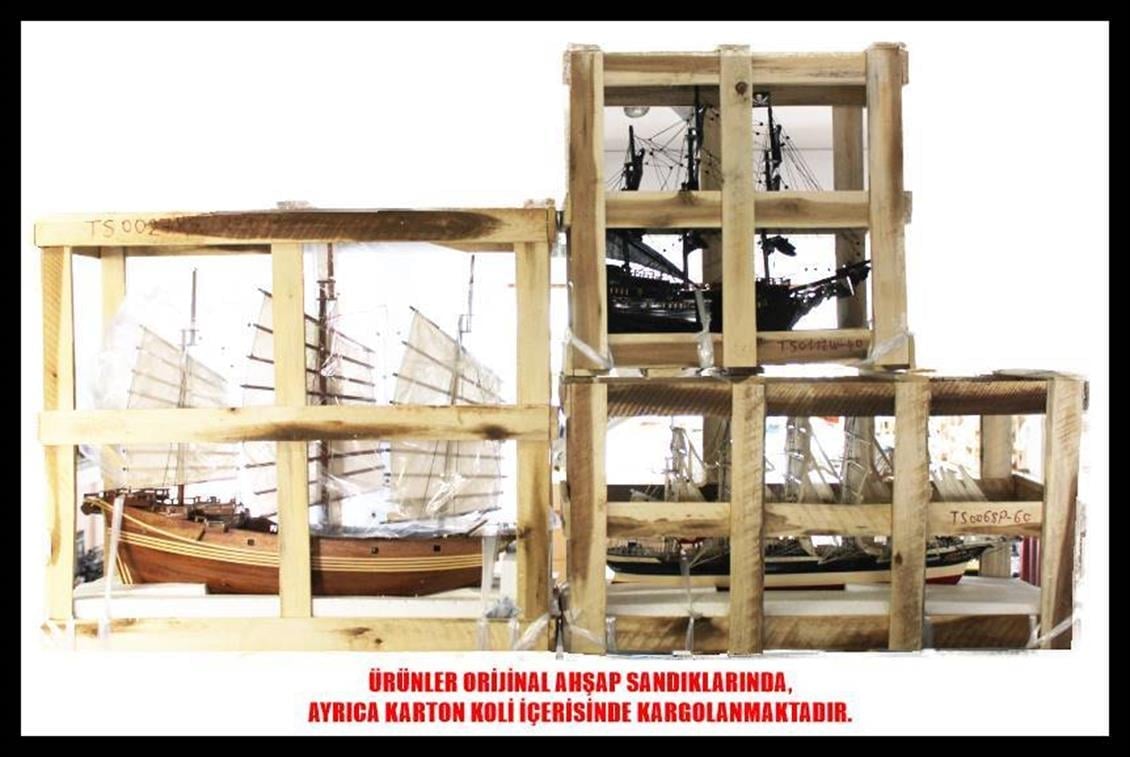 GIANHIEN FB0019W60 XEBEC OSMANLI DONANMASI AHŞAP HAZIR YELKENLİ SAVAŞ GEMİSİ MAKETİ