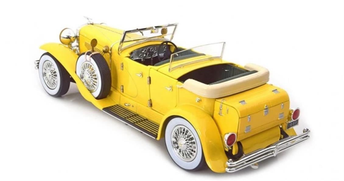 GreenLight 12927 1/18 1934 Duesenberg II SJ (The Great Gatsby 2013), Sarı, Sergilemeye Hazır Metal Araba Modeli