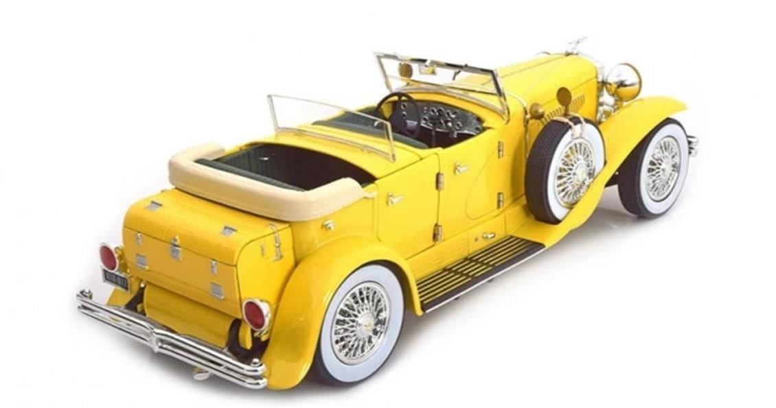 GreenLight 12927 1/18 1934 Duesenberg II SJ (The Great Gatsby 2013), Sarı, Sergilemeye Hazır Metal Araba Modeli