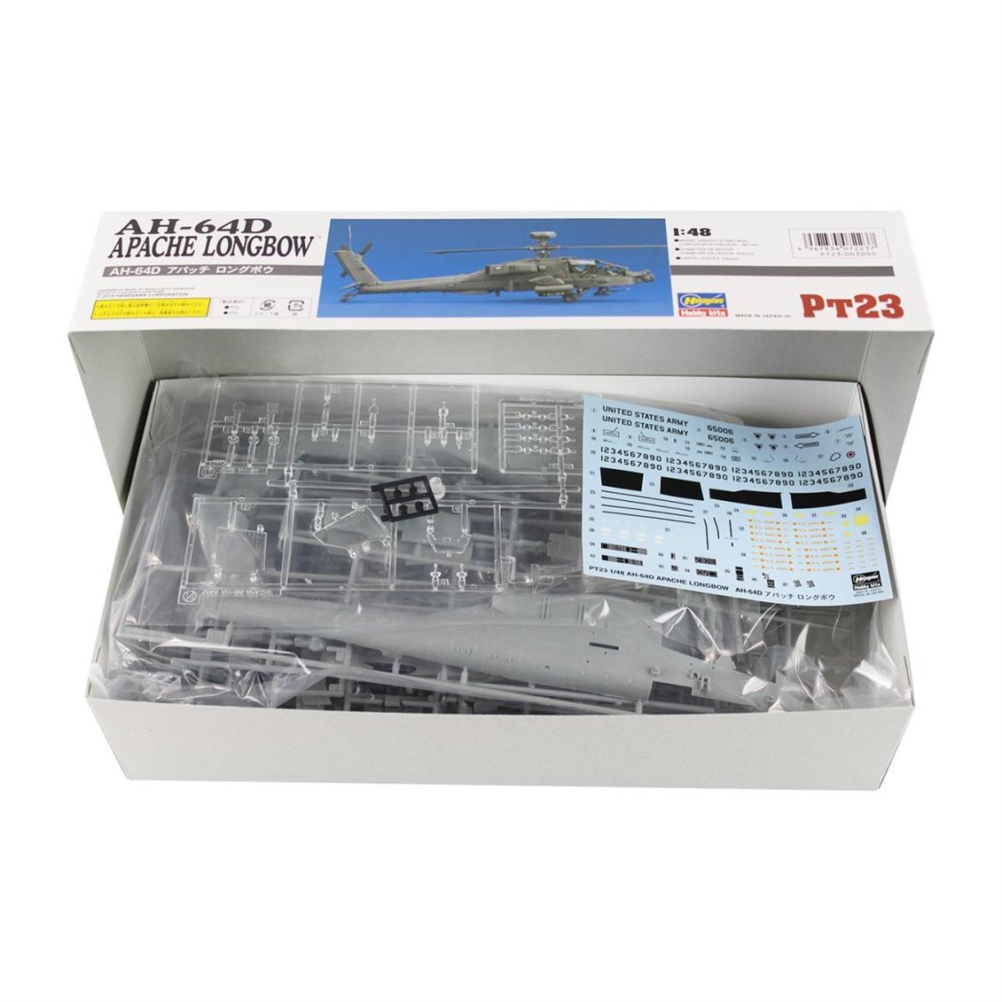 Hasegawa PT23 07223 1/48 Ölçek AH-64D Apache Longbow Helikopter Plastik Model Kiti