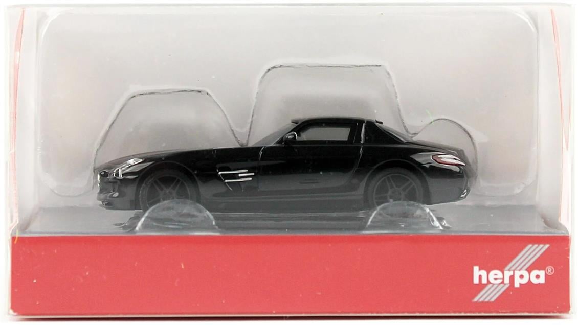 Herpa 420501-002 1/87 Ölçek MB SLS AMG, Siyah, Sergilemeye Hazır Model Araç