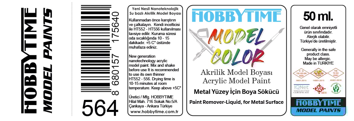Hobbytime 564 50 ml. Metal Yüzey İçin Boya Sökücü (Paint Remover-Liquid, for Metal Surface)