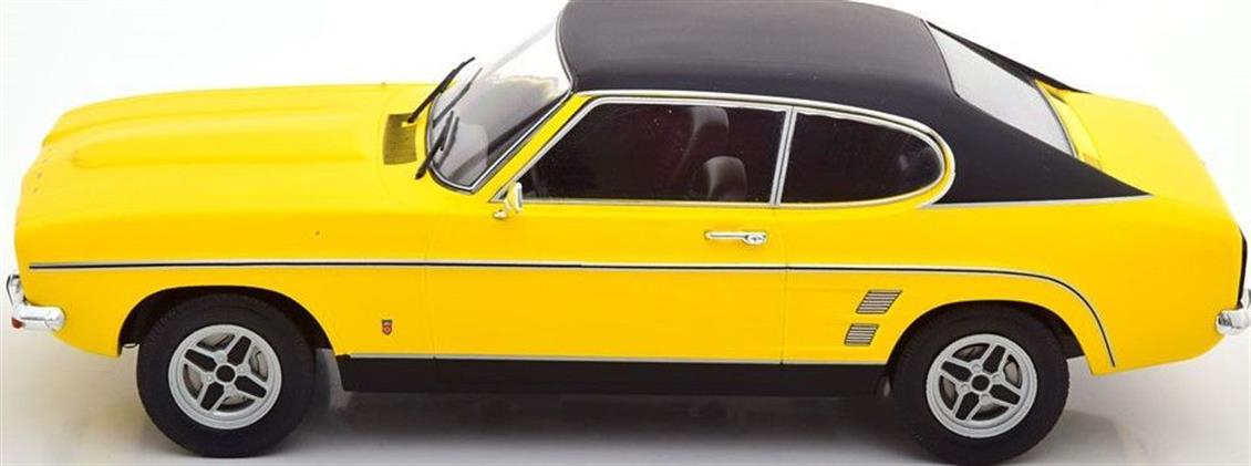 MCG 18085 1/18 Ford Capri MK 1 (Sealed Body), Sarı-Siyah, Sergilemeye Hazır Metal Araba Modeli