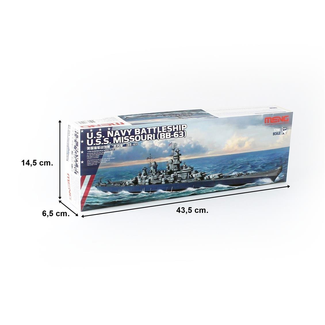 Meng PS-004 1/700 Ölçek Amerikan U.S.S. Missouri (BB-63) Savaş Gemisi, Plastik Model Kiti