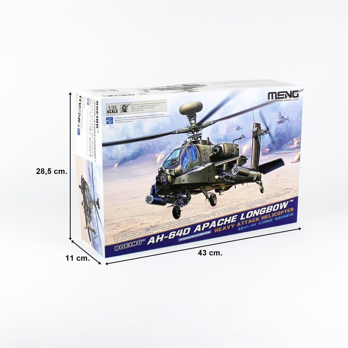 Meng QS-004 1/35 Ölçek, Boeing AH-64D Apache Longbow,  Ağır Saldırı Helikopteri, Plastik model Kiti