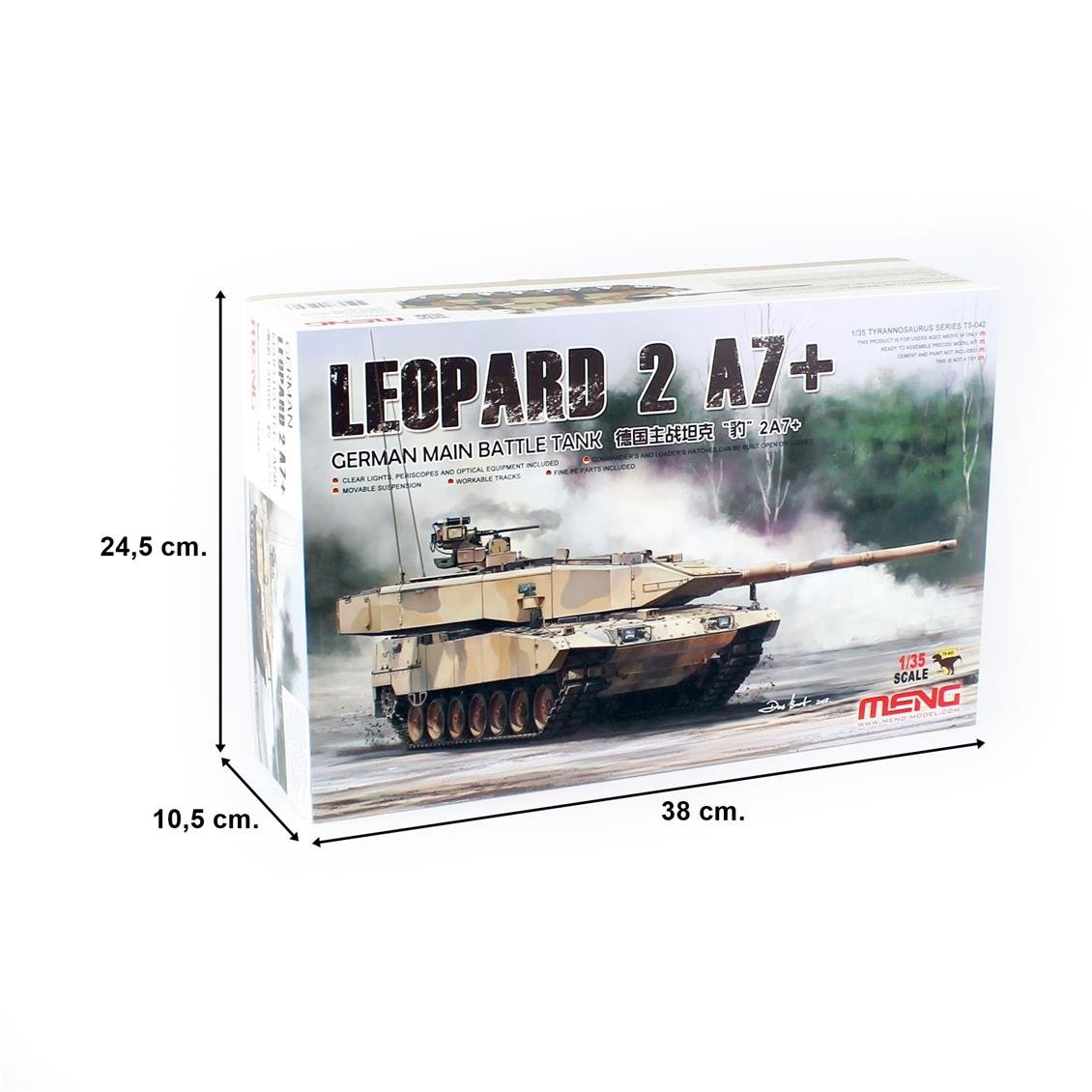 Meng TS-042 1/35 Ölçek Leopard 2A7+ Alman Ana Muharebe Tankı, Plastik Model Kiti