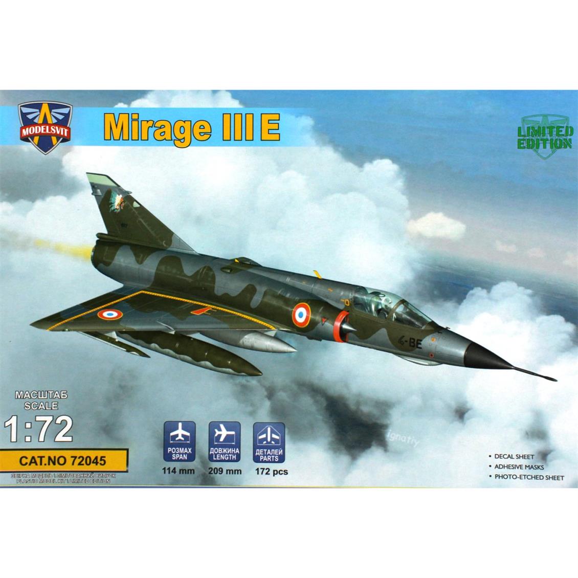 MODELSVIT MSVIT72045 1/72 Mirage III E Fransız Avcı Uçağı Maketi