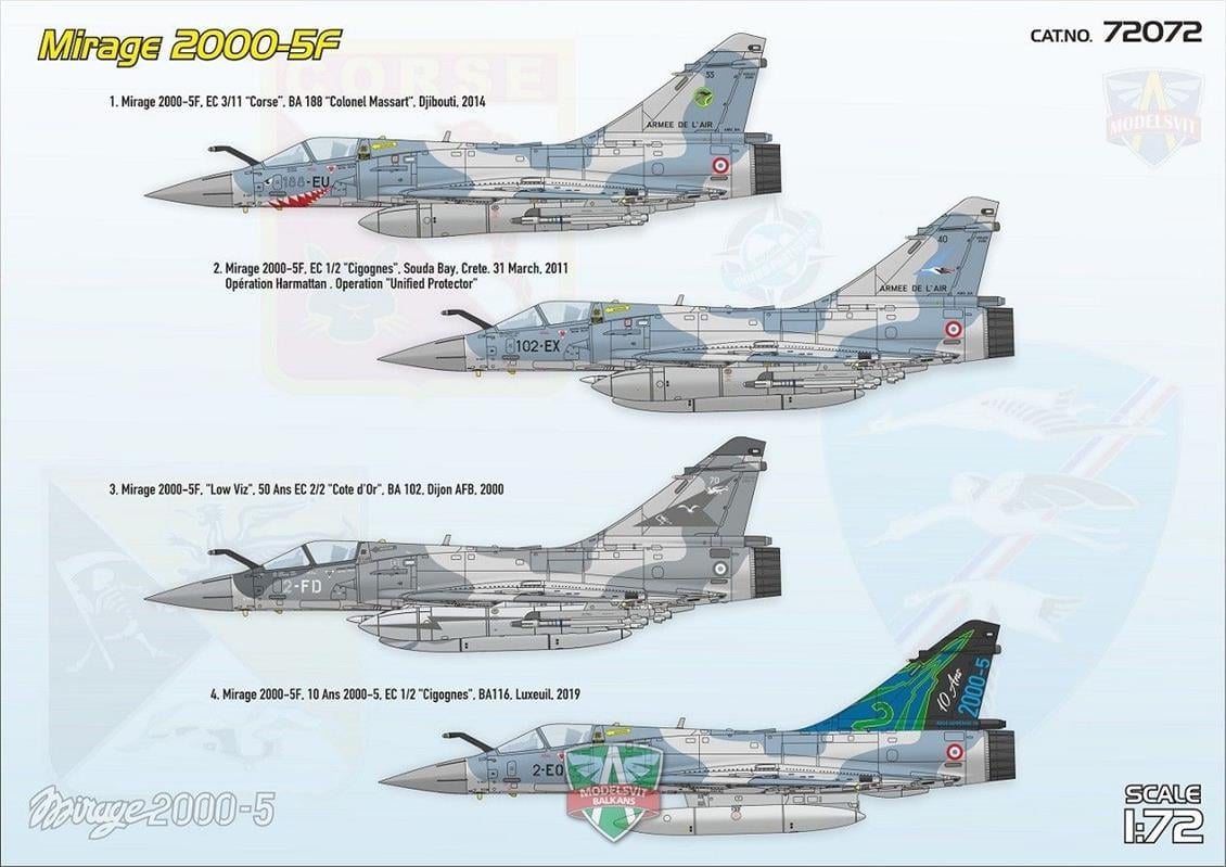 Modelsvit MSVIT72072 1/72 Mirage 2000-5F Multirole Jet Fighter Savaş Uçağı Plastik Model Kiti