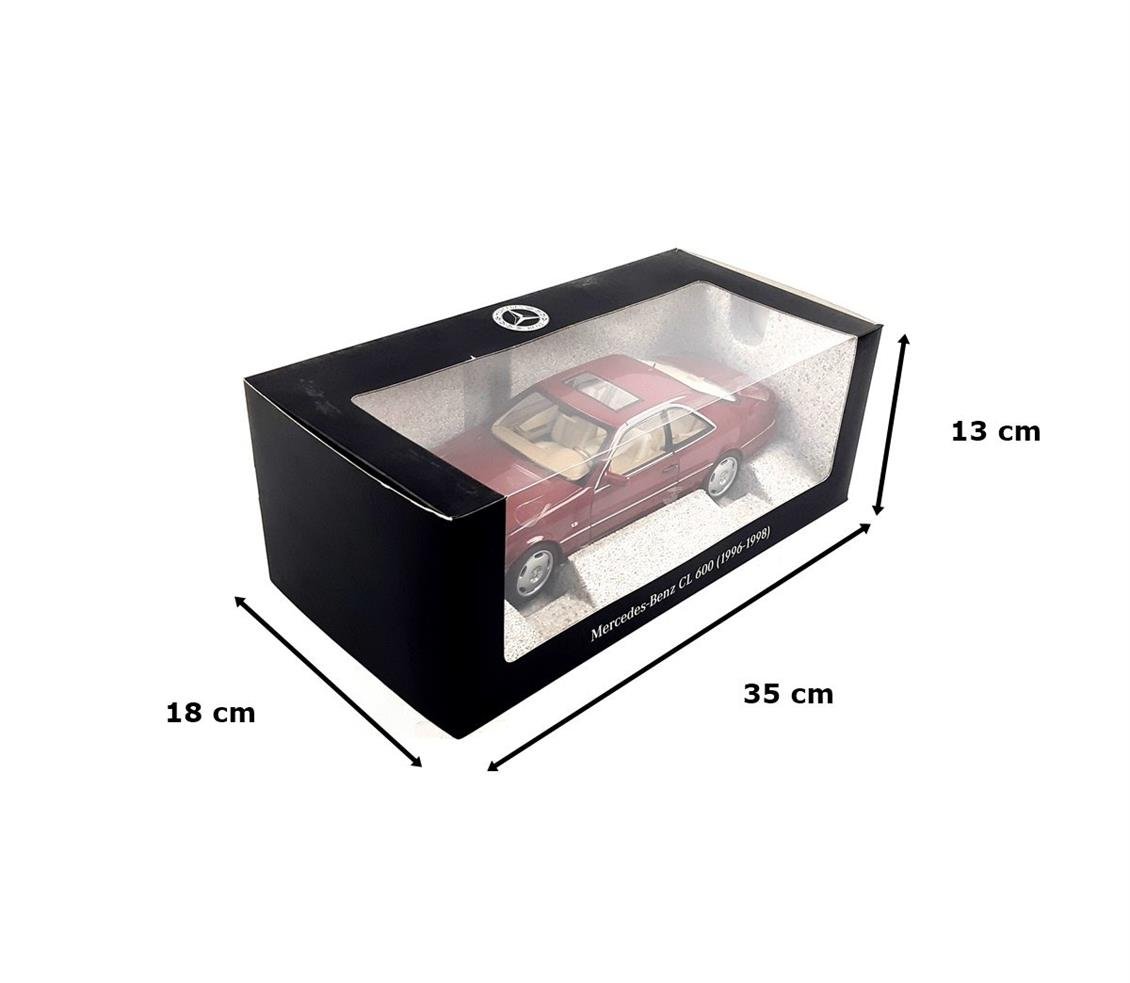 Norev B66040651 1/18 Mercedes Benz CL 600 Coupe 1994, Almandine Red Metallic,  Sergilemeye Hazır Metal Araba Modeli