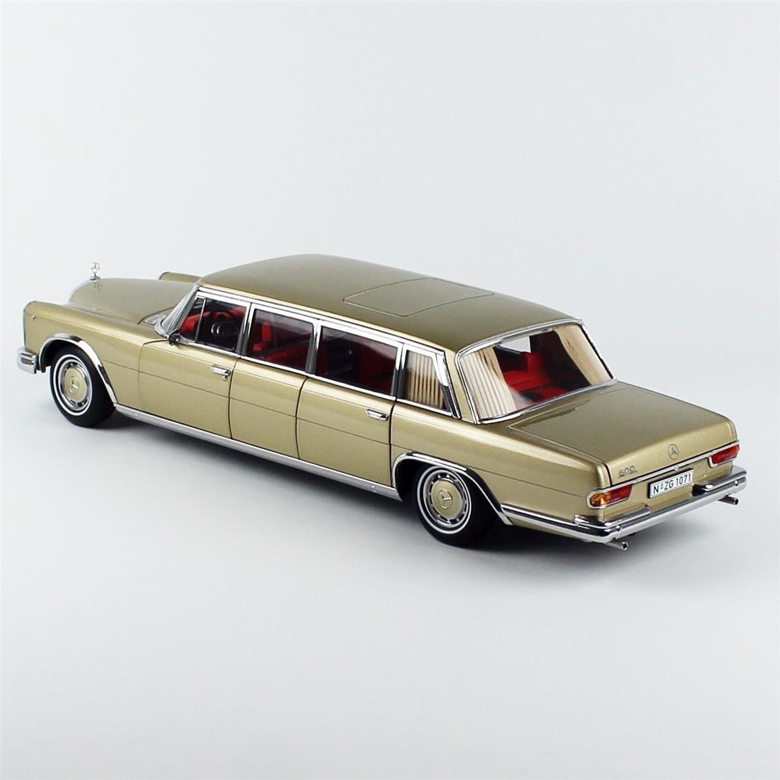 NZG 10710066 1/18 Ölçek, Mercedes-Benz 600 Pullman, Bej, Sergilemeye Hazır Metal Model