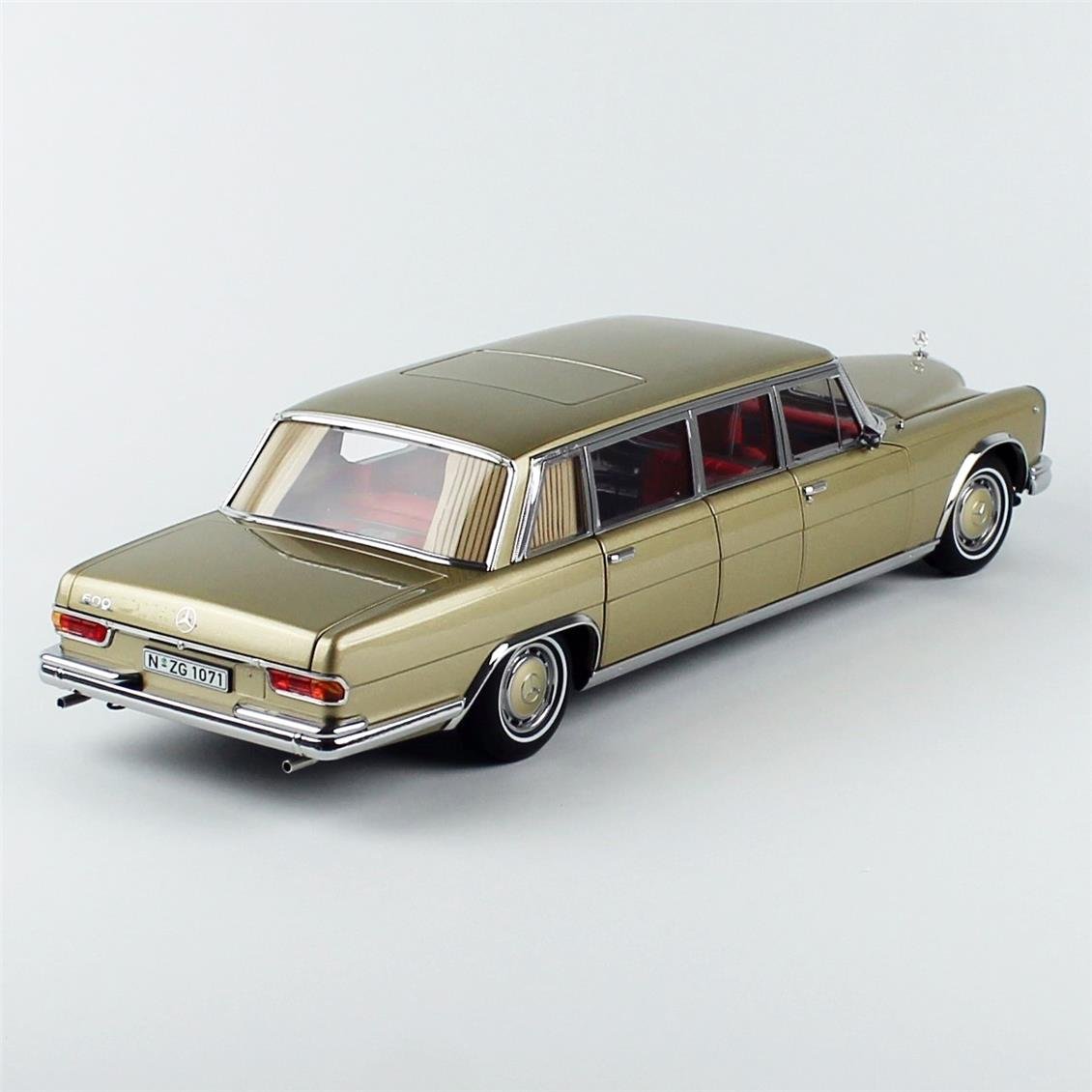 NZG 10710066 1/18 Ölçek, Mercedes-Benz 600 Pullman, Bej, Sergilemeye Hazır Metal Model