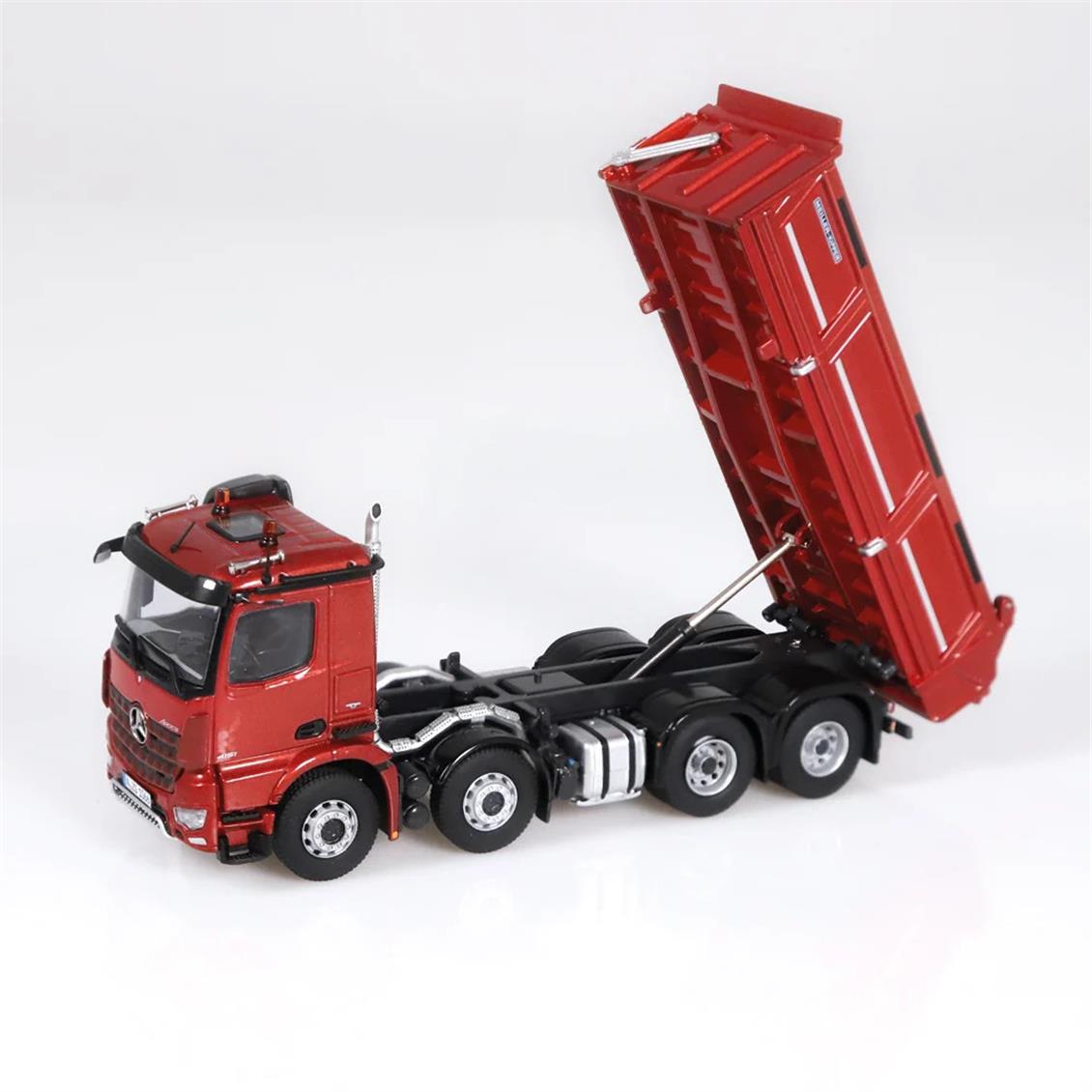 NZG LM10660010 1/50 Ölçek, Mercedes-Benz Arocs 8x4 Damperli Kamyon, Kırmızı, Sergilemeye Hazır Metal Model