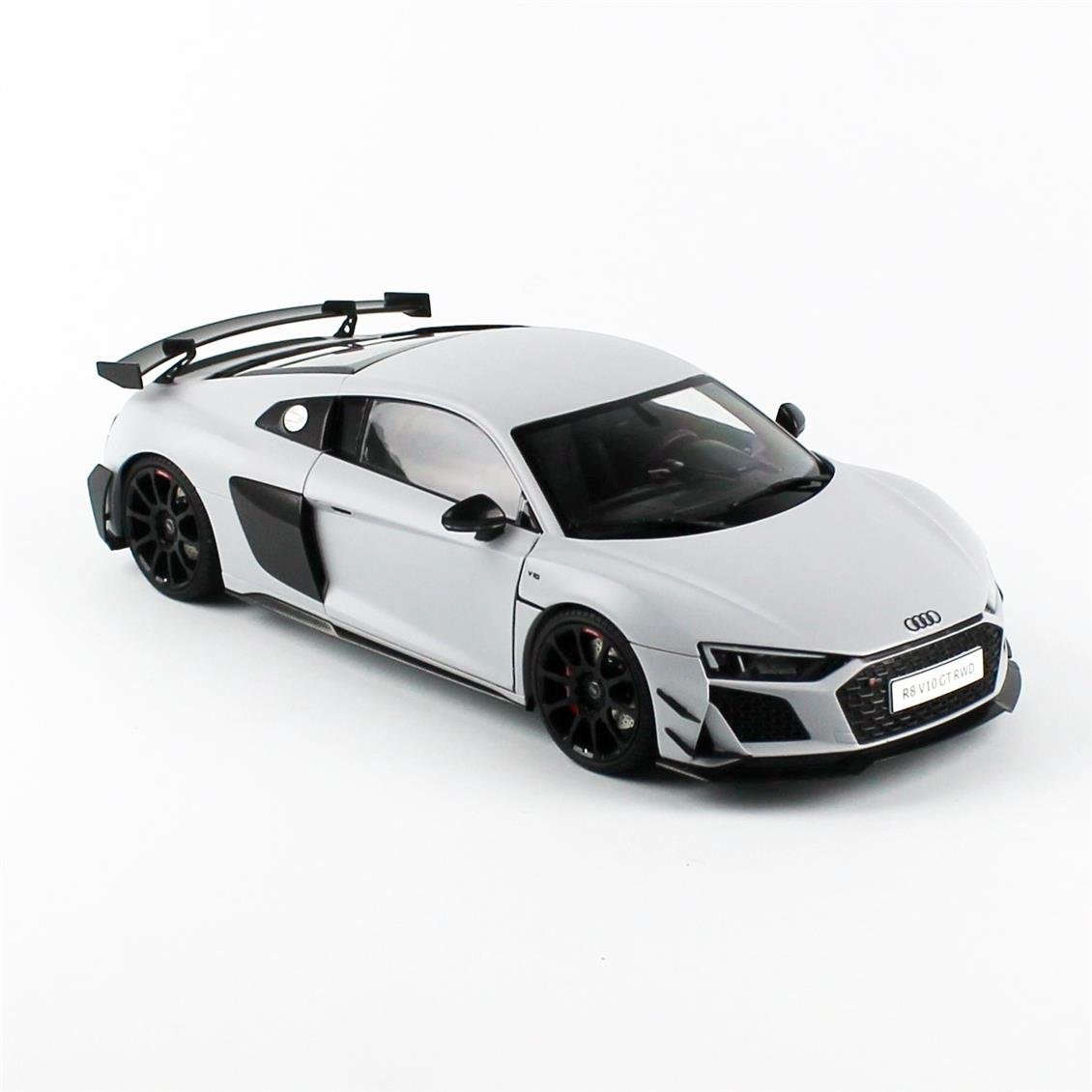NZG VAKF0356 1/18 Ölçek, Audi R8 2021 Coupe, Metalik Beyaz, Sergilemeye Hazır Metal Model