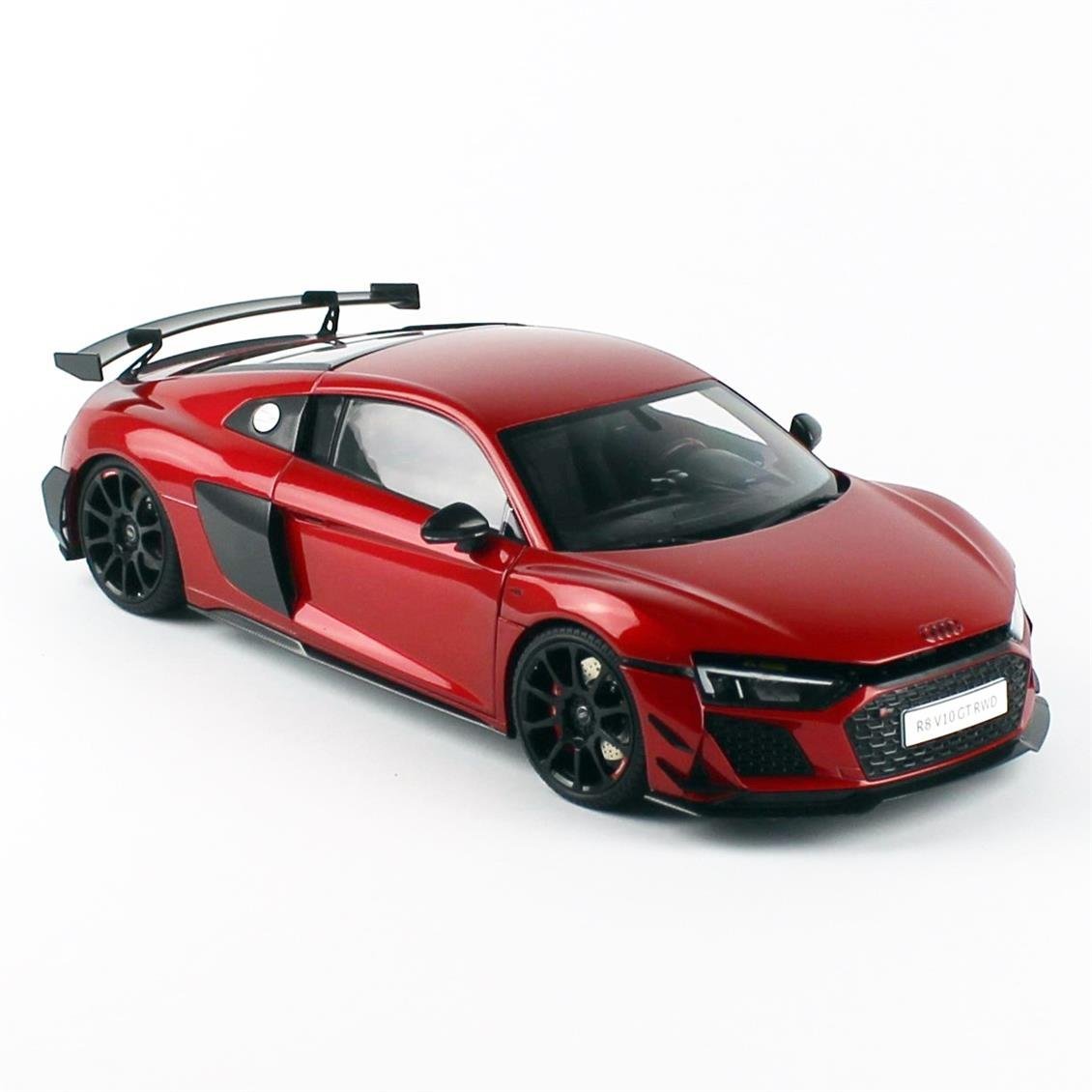 NZG VAKF0357 1/18 Ölçek, Audi R8 2021 Coupe, Metalik Kırmızı, Sergilemeye Hazır Metal Model