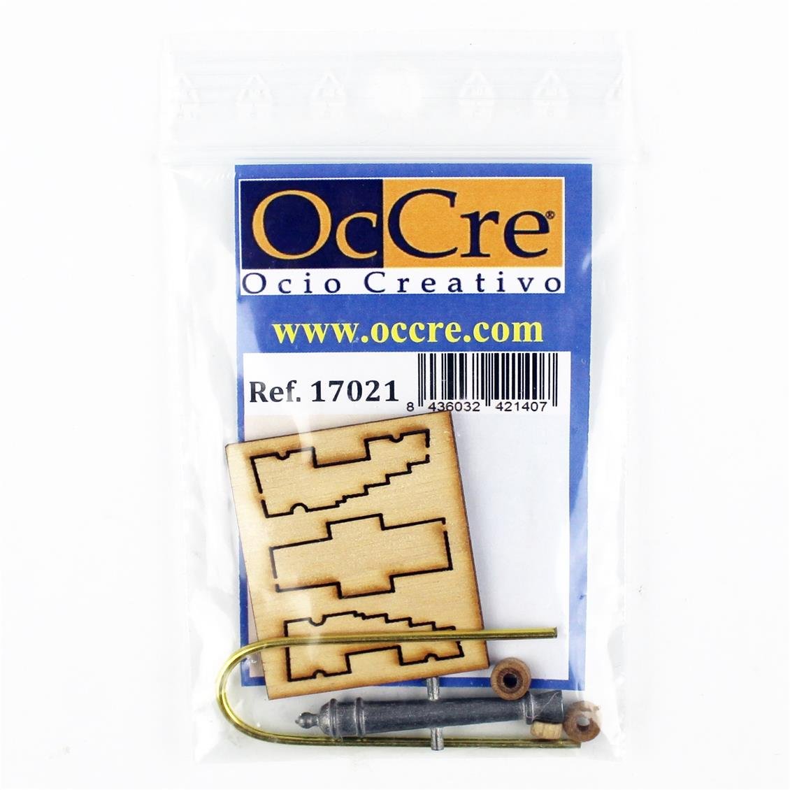Occre 17021 35 mm. Zamak Cannon and Wooden Carriage