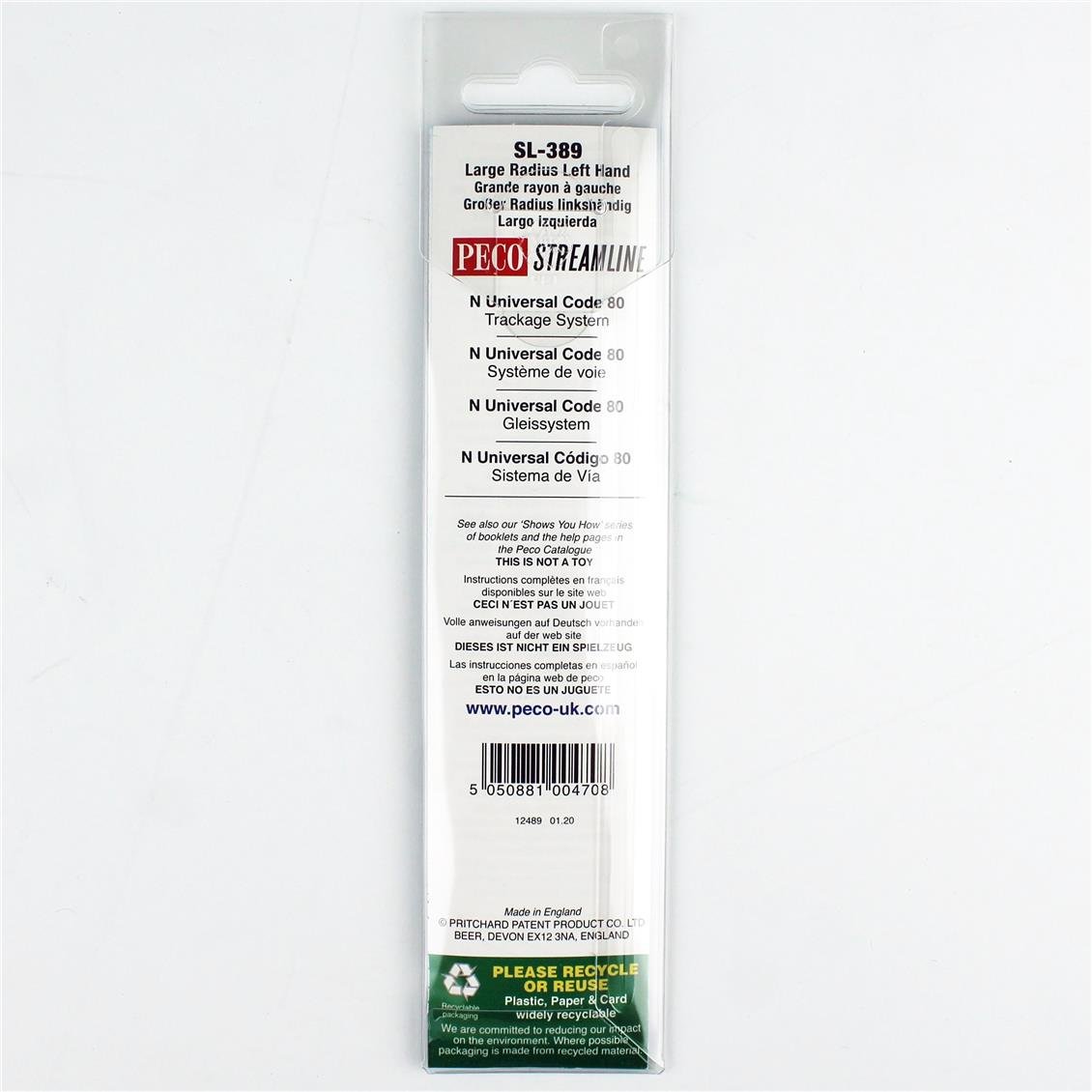 Peco SL-389 Code 80 1/160 Ölçek, 914 mm. Çap, Geniş Açı Sol Makas, Model Tren Rayı